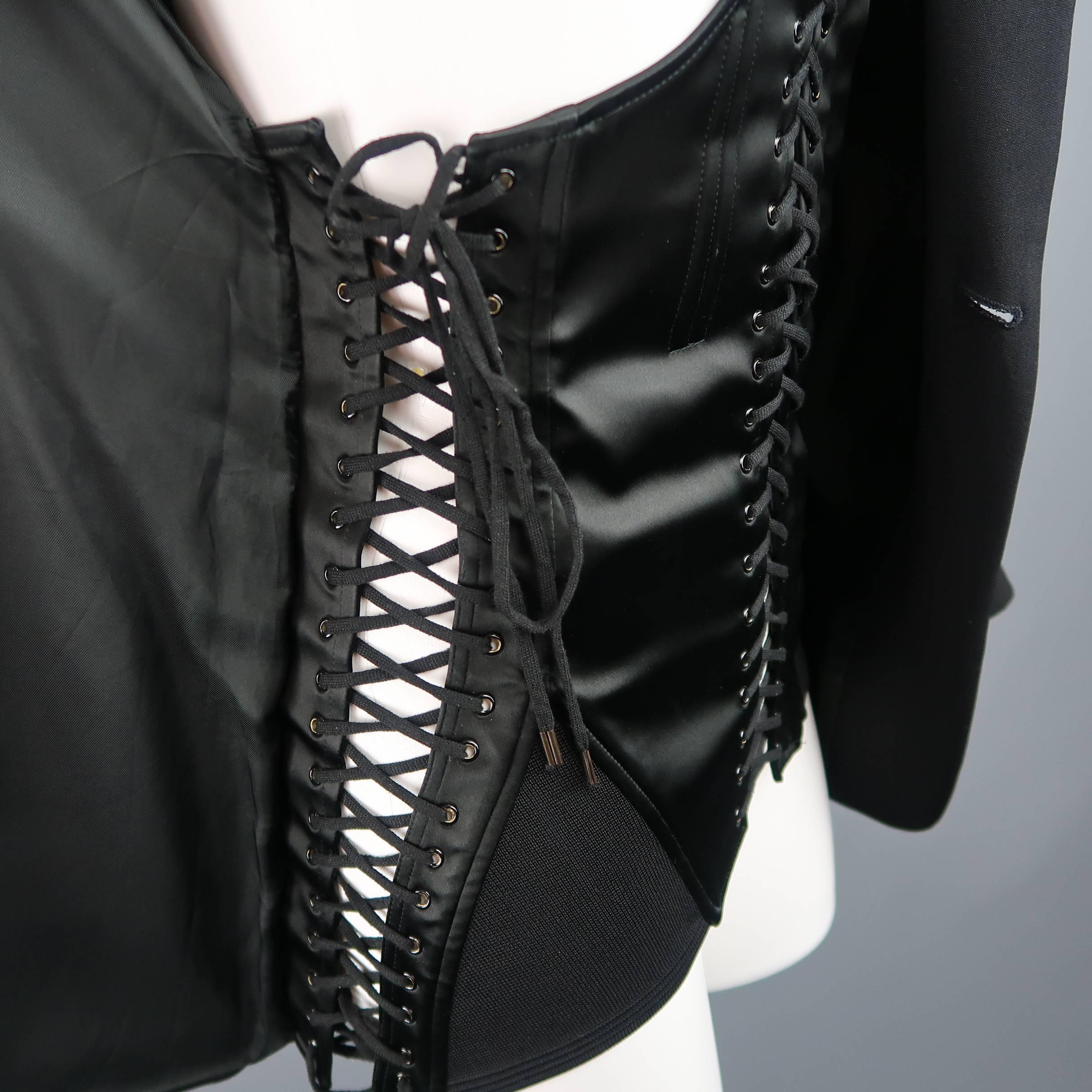 Women's Jean Paul Gaultier Black Built In Corset Shawl Collar Blazer