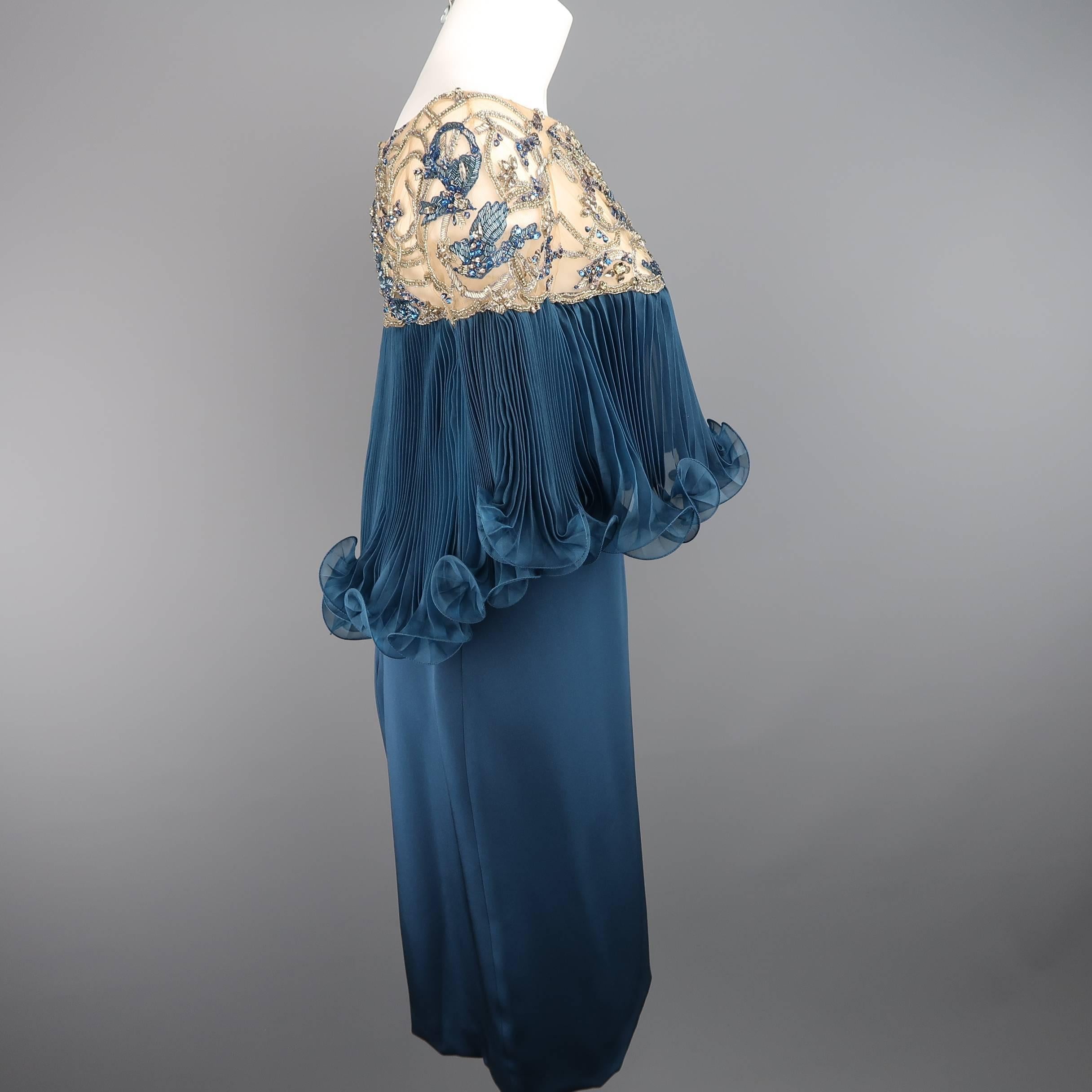 Women's Marchesa Dress - Evening - Beaded Cocktail Capelet Skirt