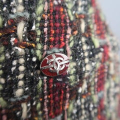 CHANEL Rock - Größe 14 - Burgund & Grün Wollmischung Boucle Tweed A Line Rock