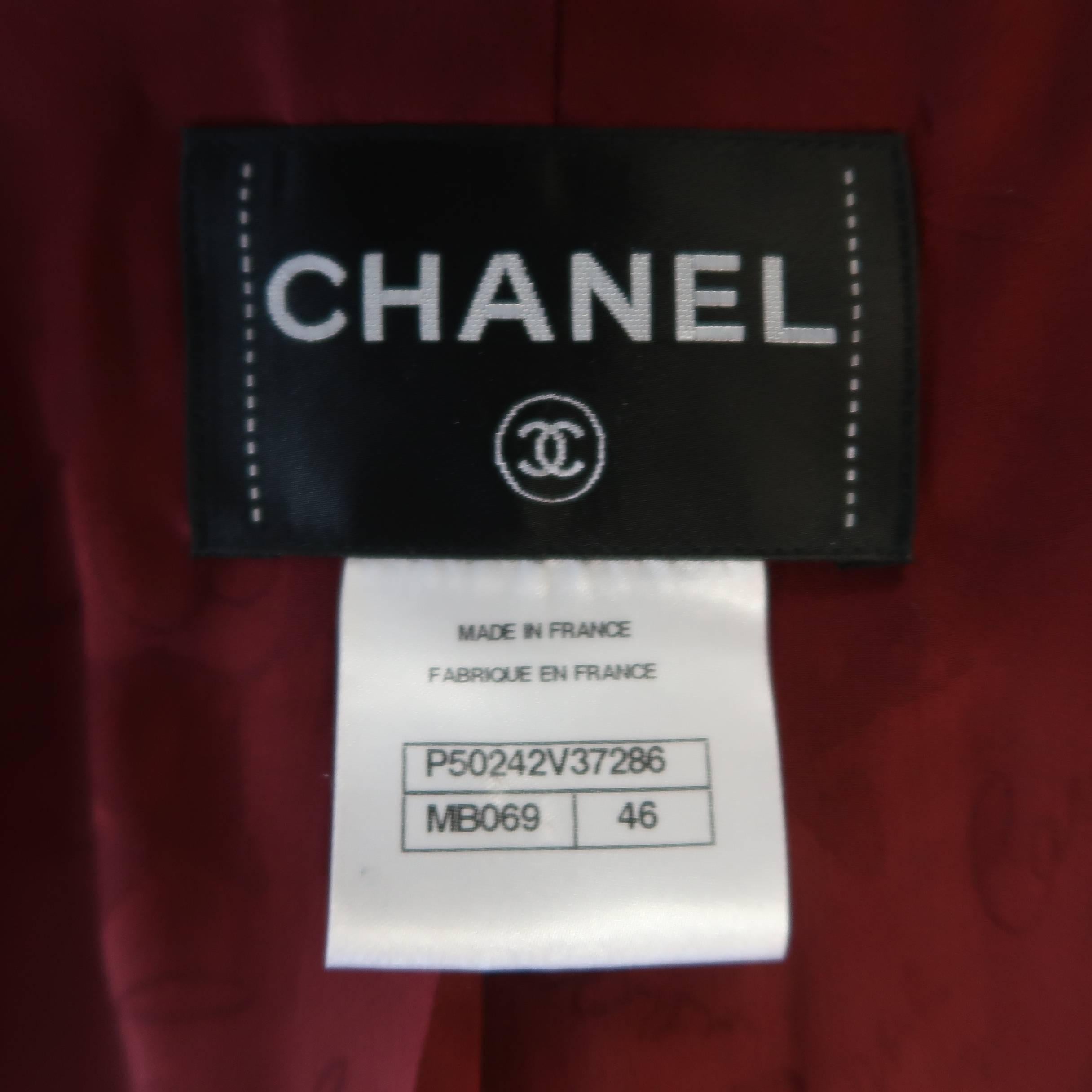 Chanel Coat - Fall 2014 Runway - Burgundy & Green Textured Boucle Jacket 4