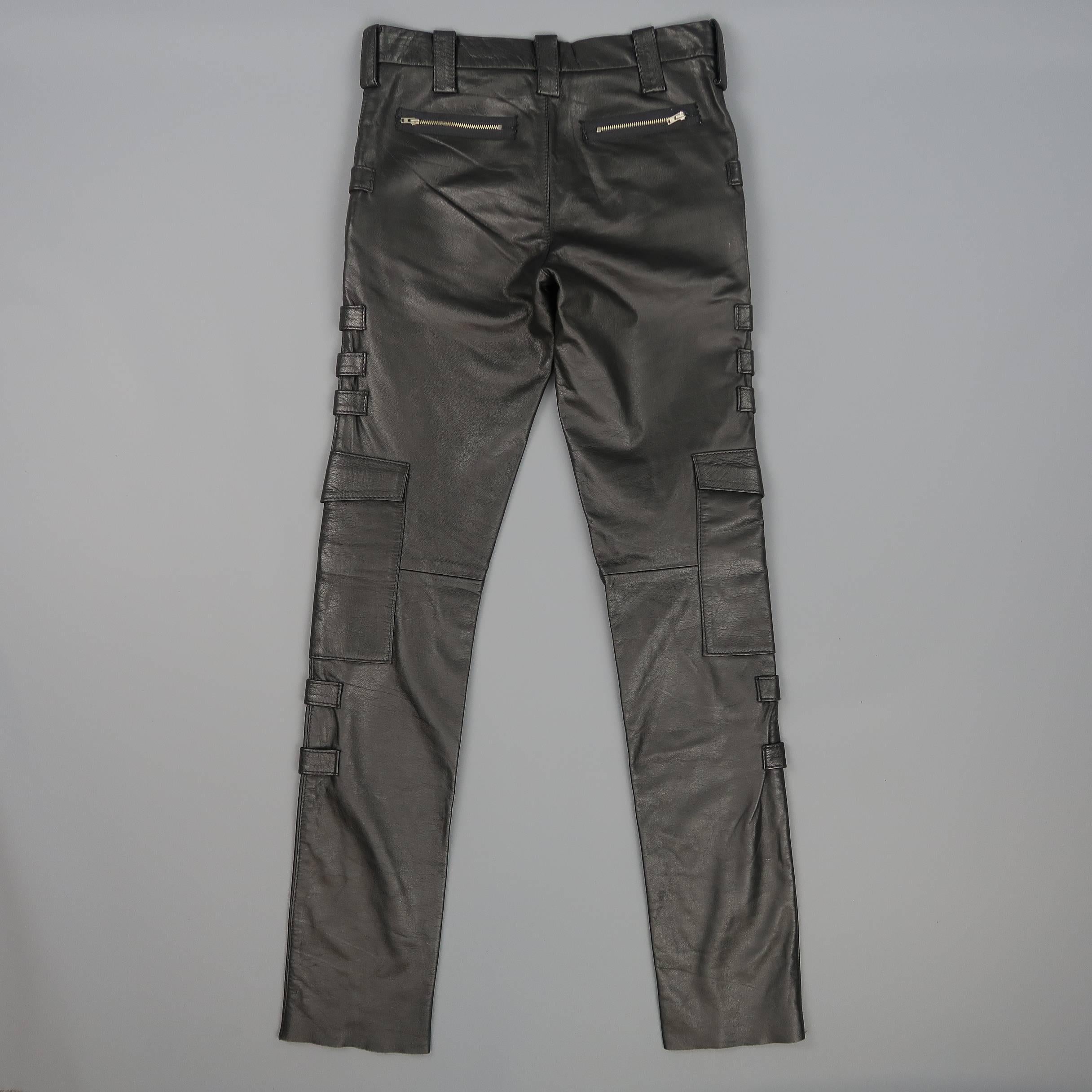 Raf Simons Radioactivity 32 Black Leather Cargo Pants, Autumn 1998 2