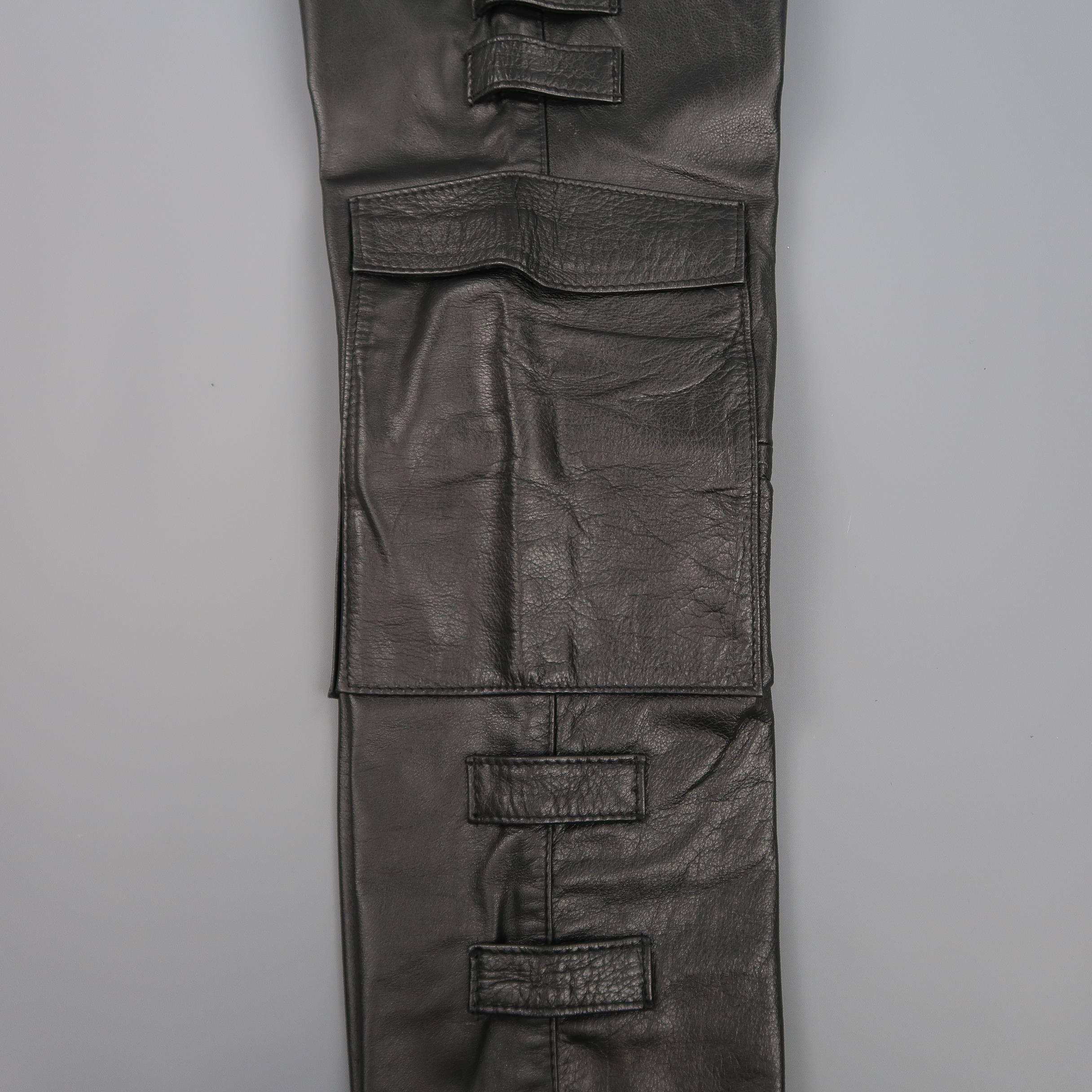Raf Simons Radioactivity 32 Black Leather Cargo Pants, Autumn 1998 In Good Condition In San Francisco, CA