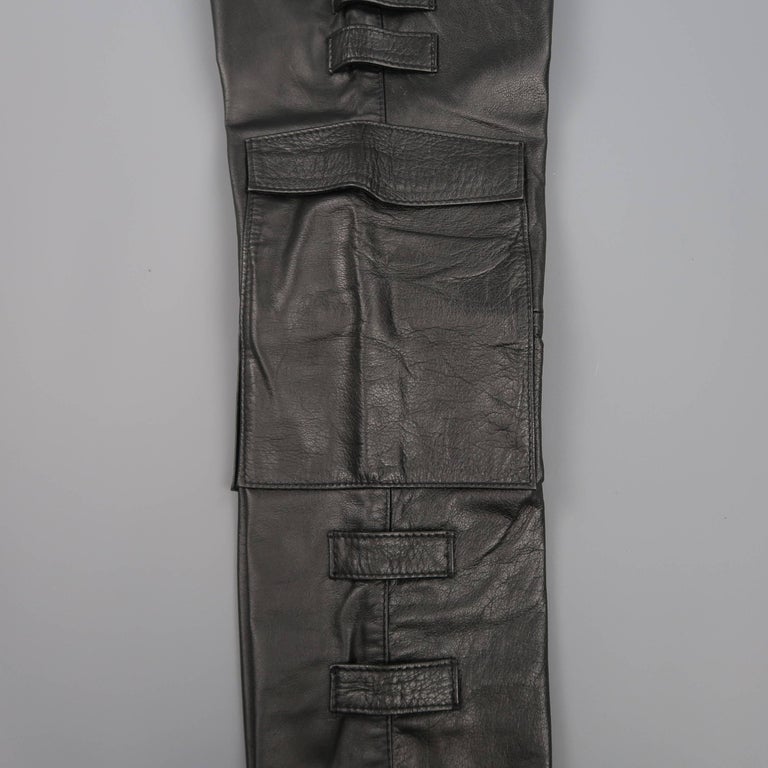 Raf Simons Radioactivity 32 Black Leather Cargo Pants, Autumn 1998