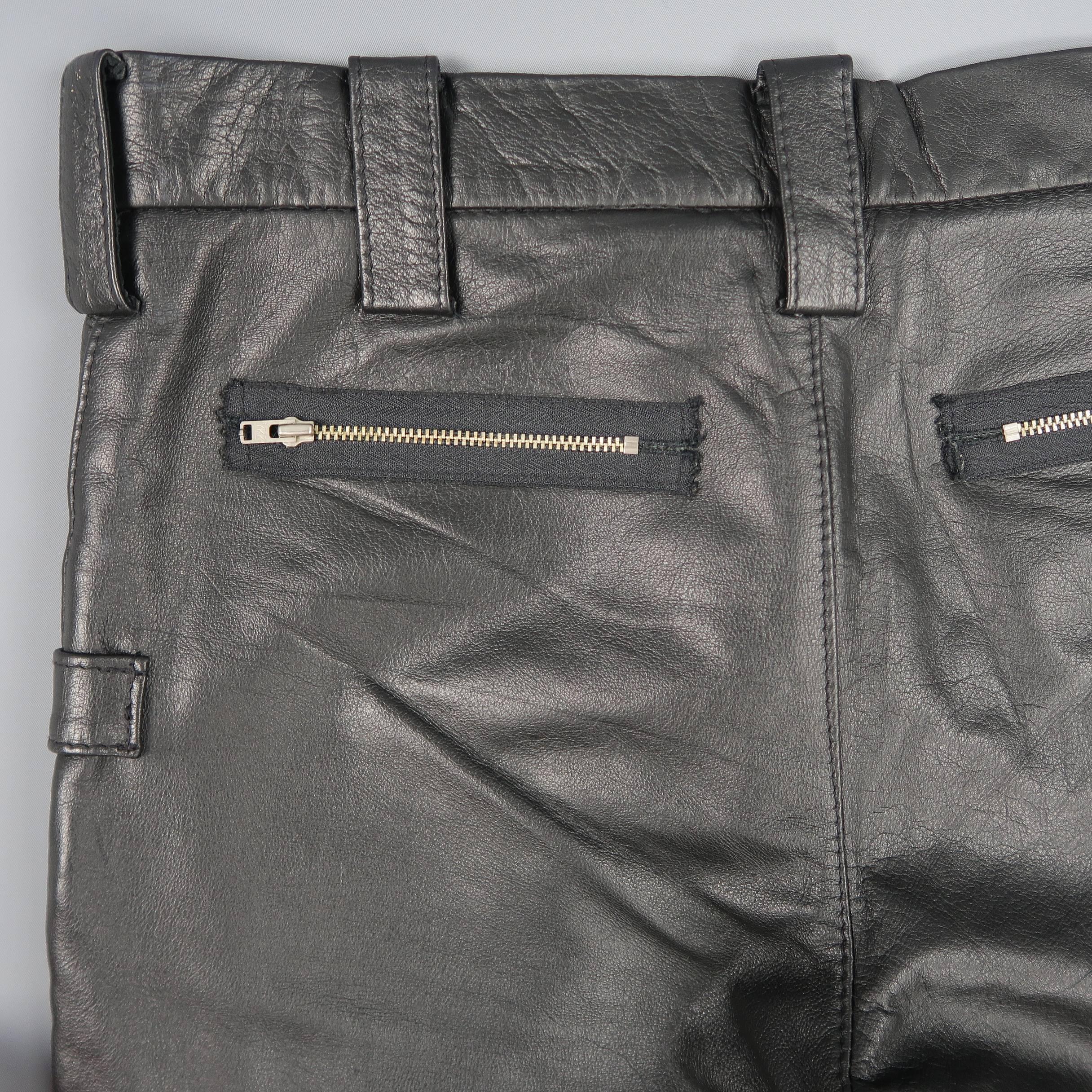 Raf Simons Radioactivity 32 Black Leather Cargo Pants, Autumn 1998 1