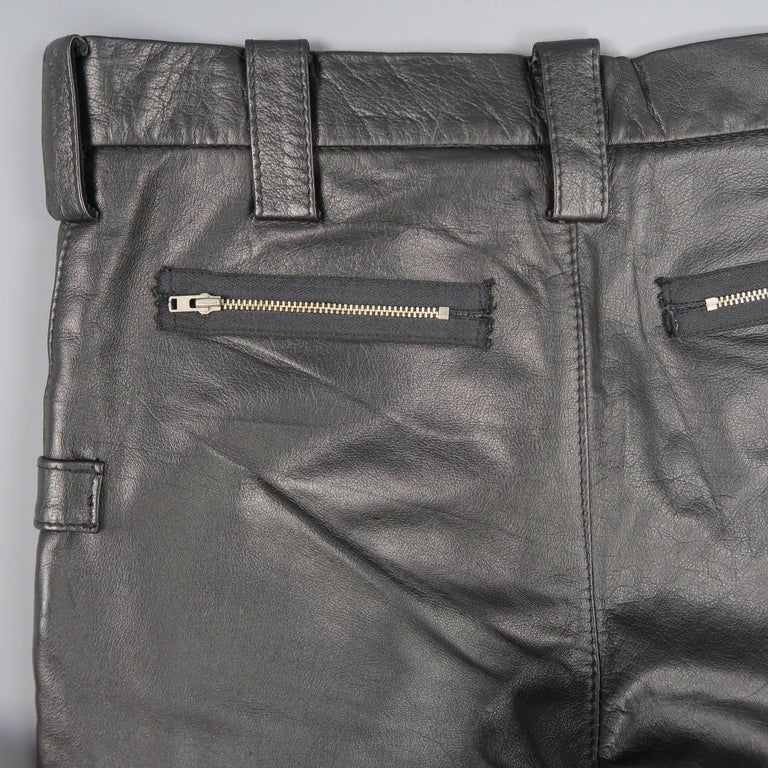 Raf Simons Radioactivity 32 Black Leather Cargo Pants, Autumn 1998