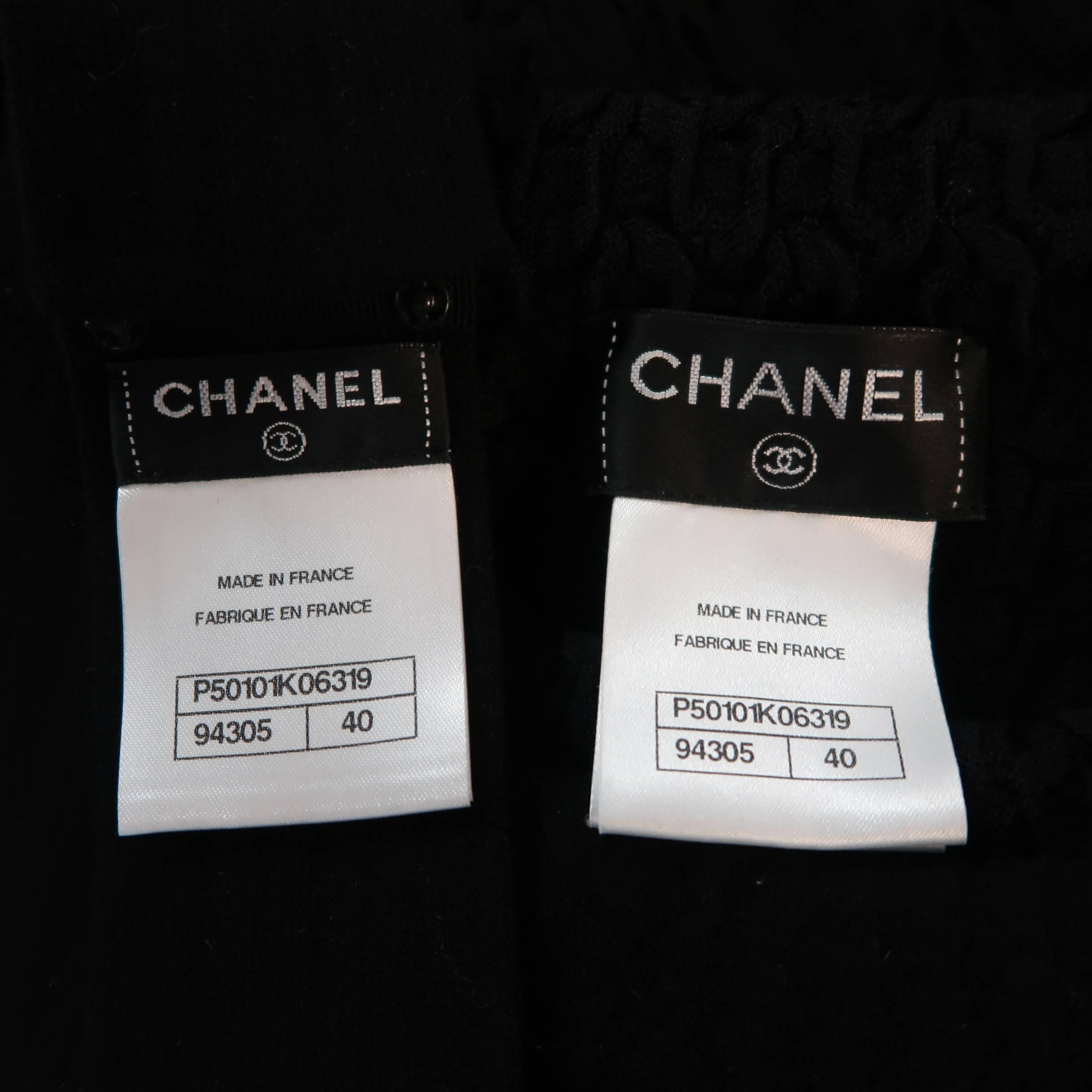 Chanel Dress - Size 8 - Black Wool Knit Textured Panel Lion Head Button A Line 3