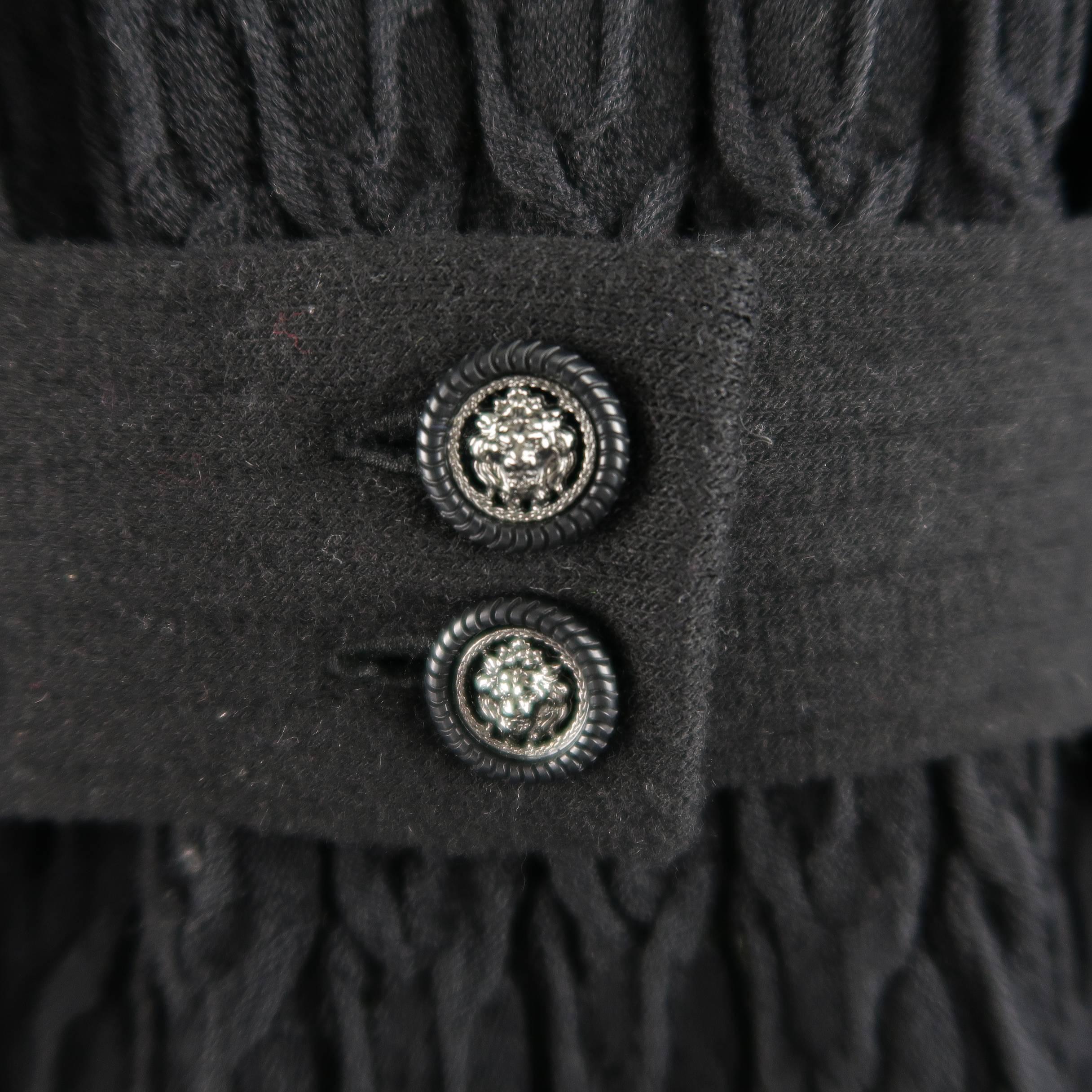 Chanel Dress - Size 8 - Black Wool Knit Textured Panel Lion Head Button A Line 1