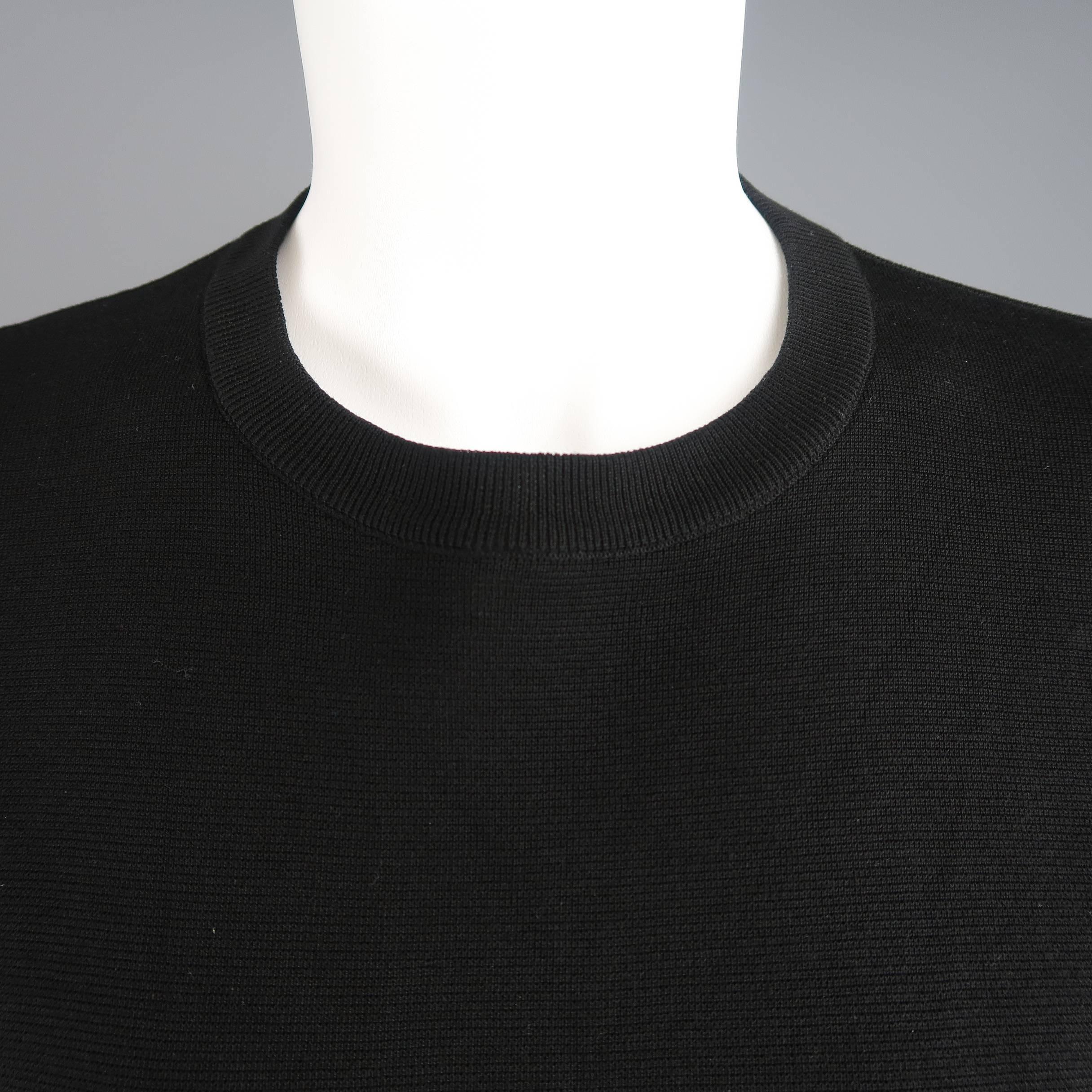 JIL SANDER Size S Black Cotton Knit Crewnek Short Sleeve Pullover In New Condition In San Francisco, CA