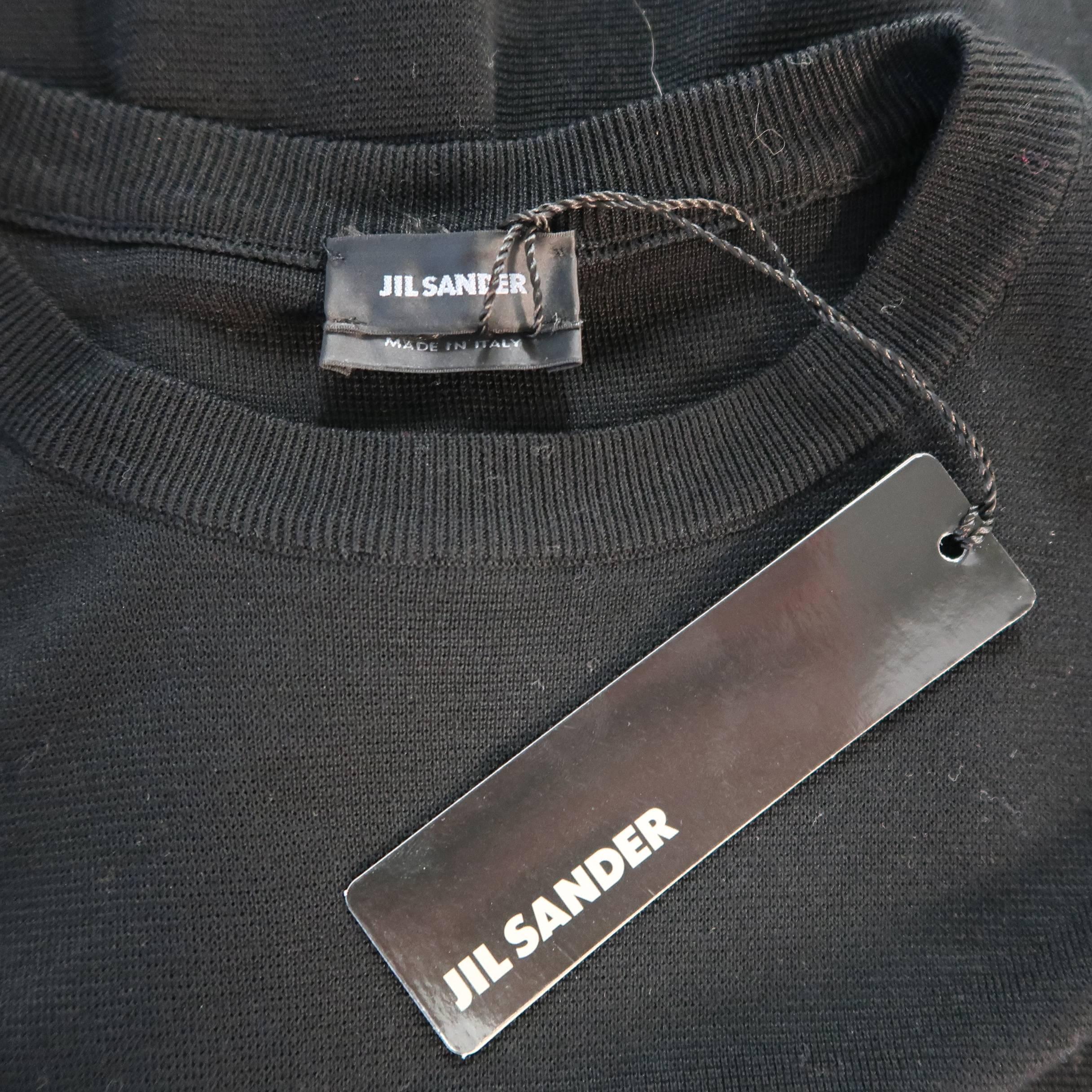 JIL SANDER Size S Black Cotton Knit Crewnek Short Sleeve Pullover 1