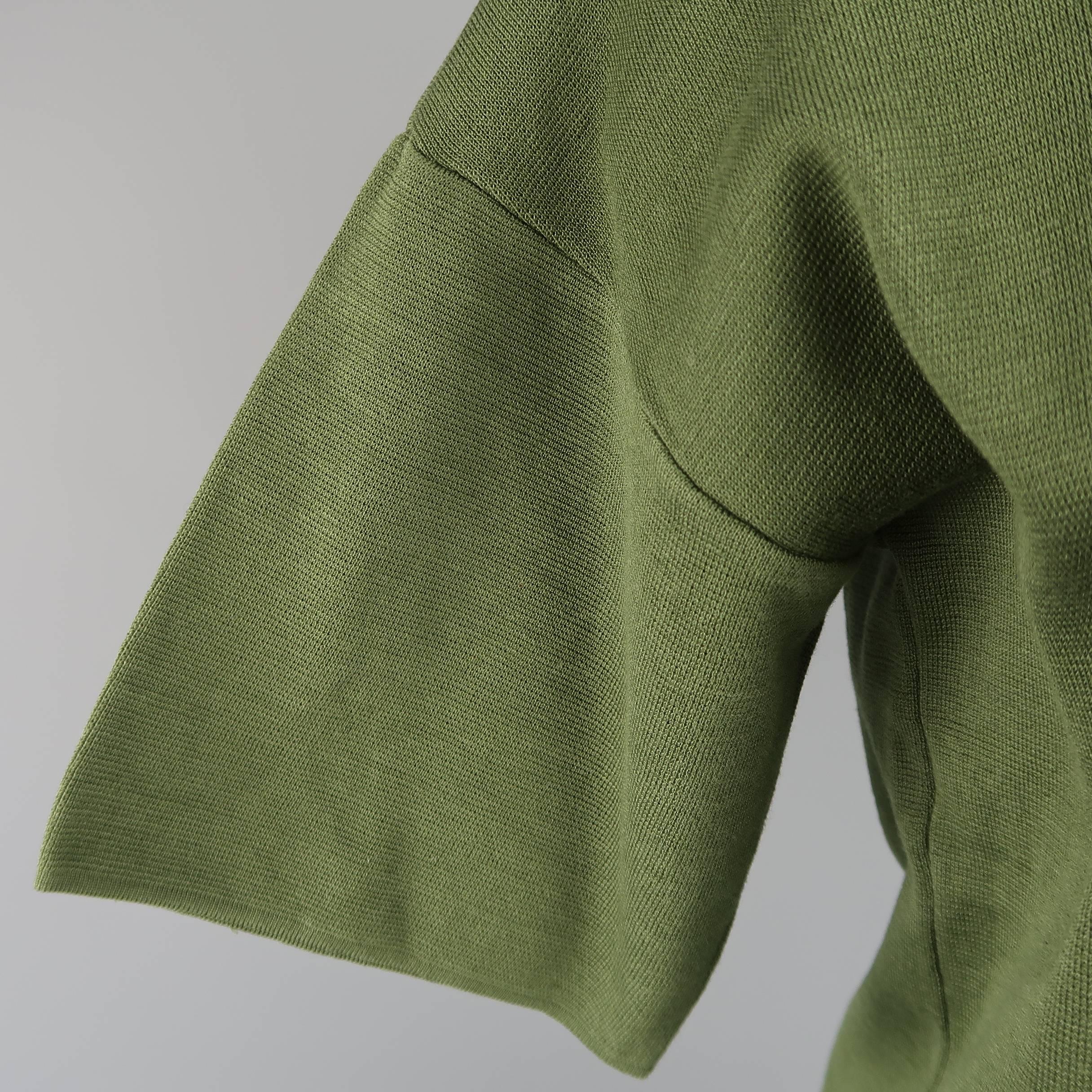 Black JIL SANDER Size S Olive Cotton Knit Crewnek Short Sleeve Pullover