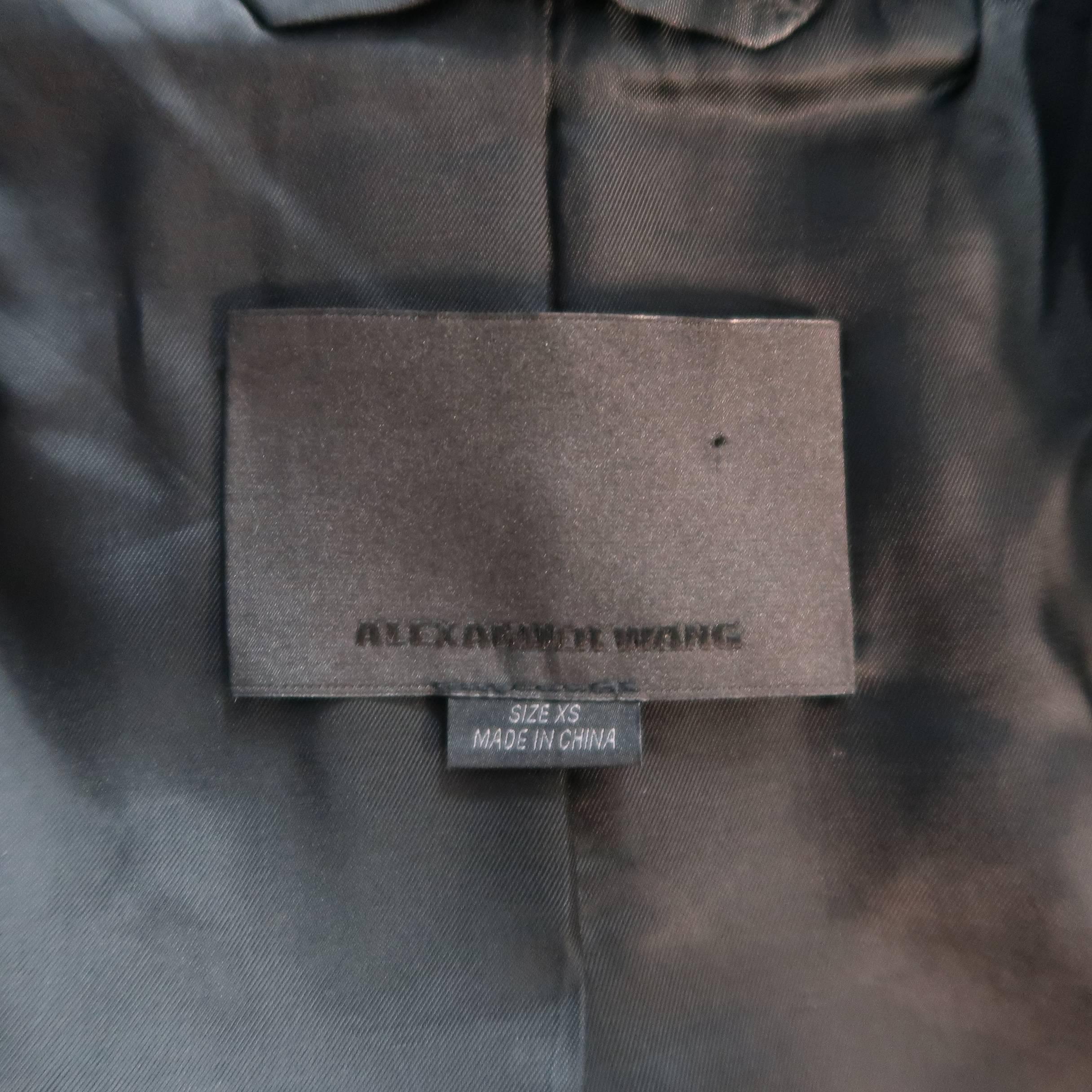 Men's ALEXANDER WANG XS Black Wool Burgundy Leather Sleeve Notch Lapel Jacket 7