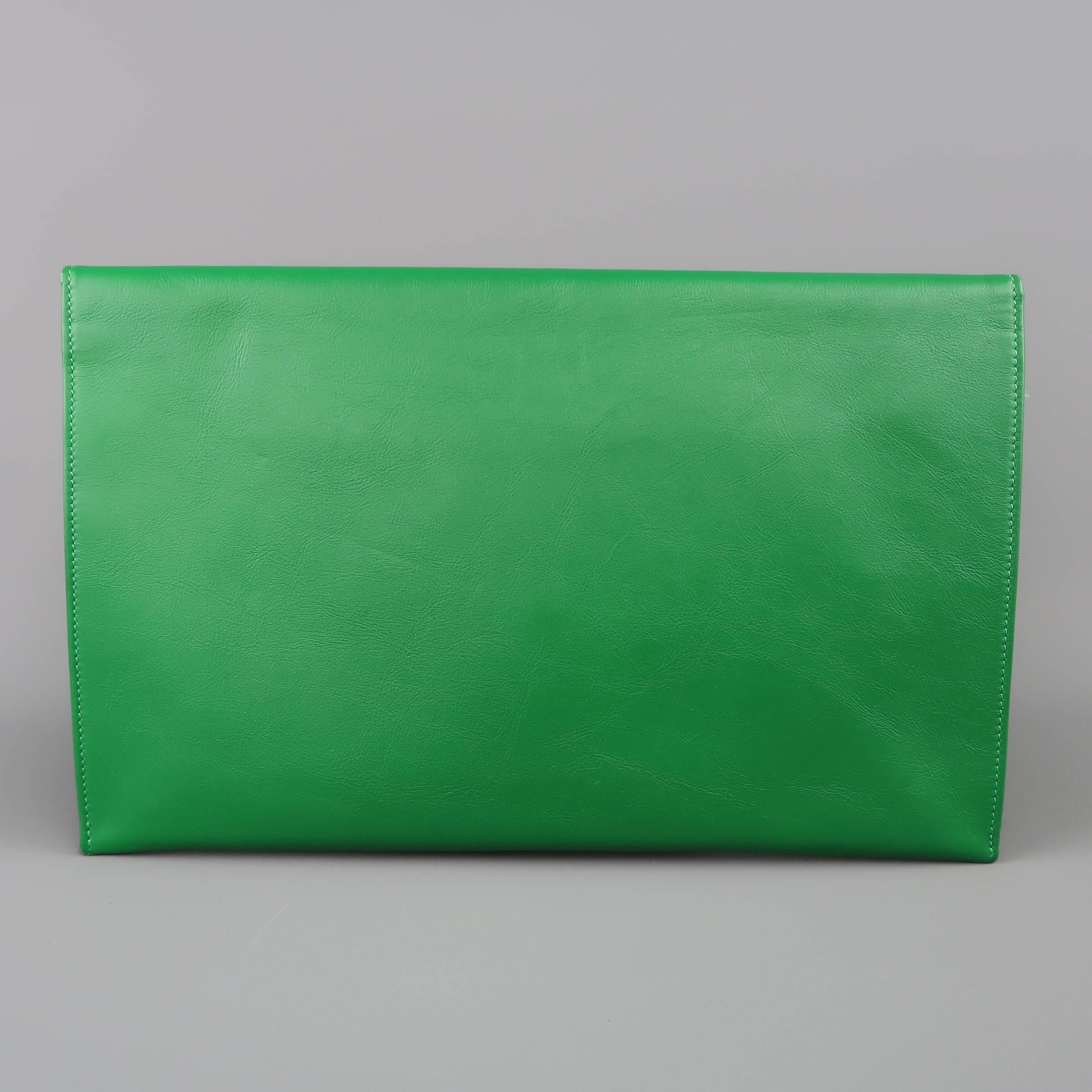 Women's Jimmy Choo Green Leather and Suede Rosetta Envelope Clutch