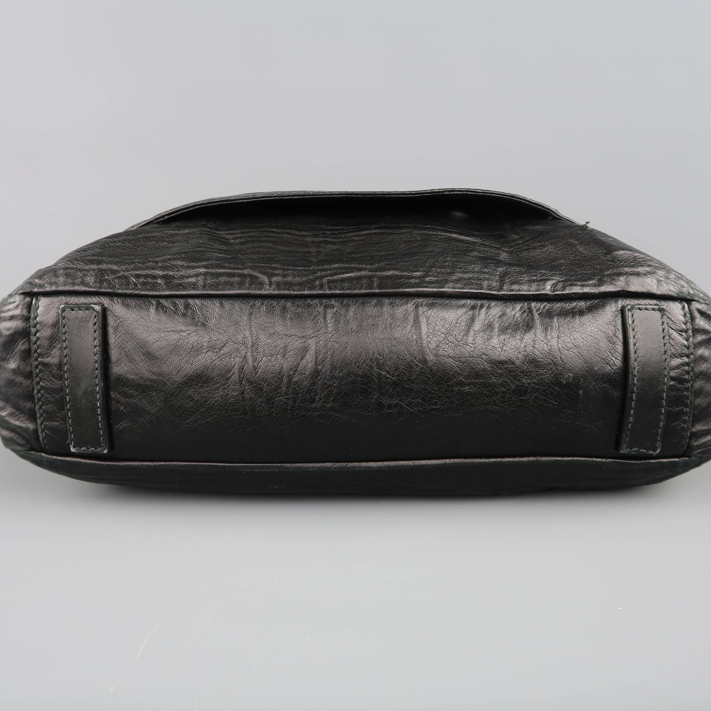 PRADA Black Textured Leather Crossbody Strap Satchel 4