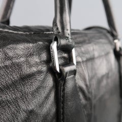 PRADA Black Textured Leather Crossbody Strap Satchel