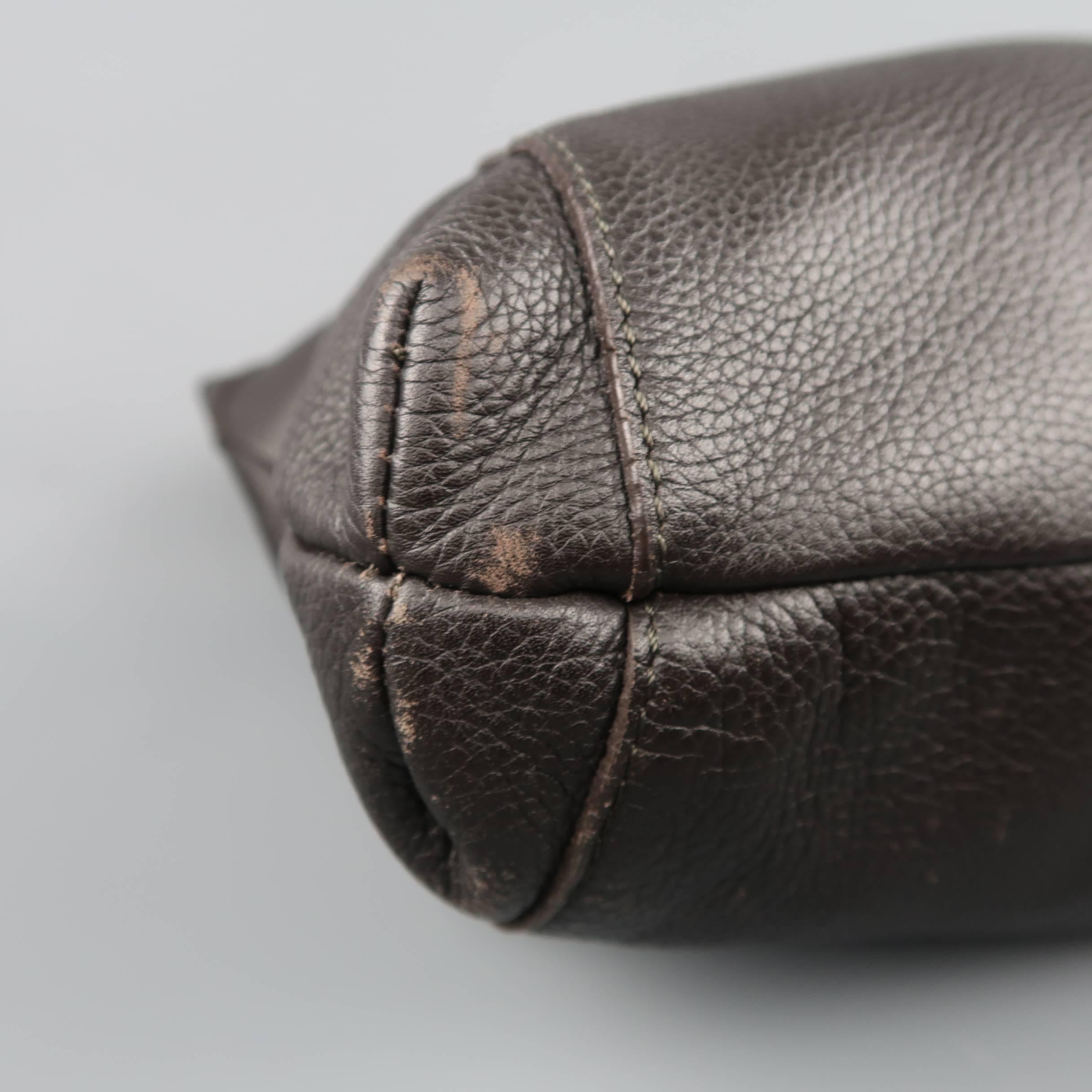 GIORGIO ARMANI Brown Textured Leather Crossbody Bag 2