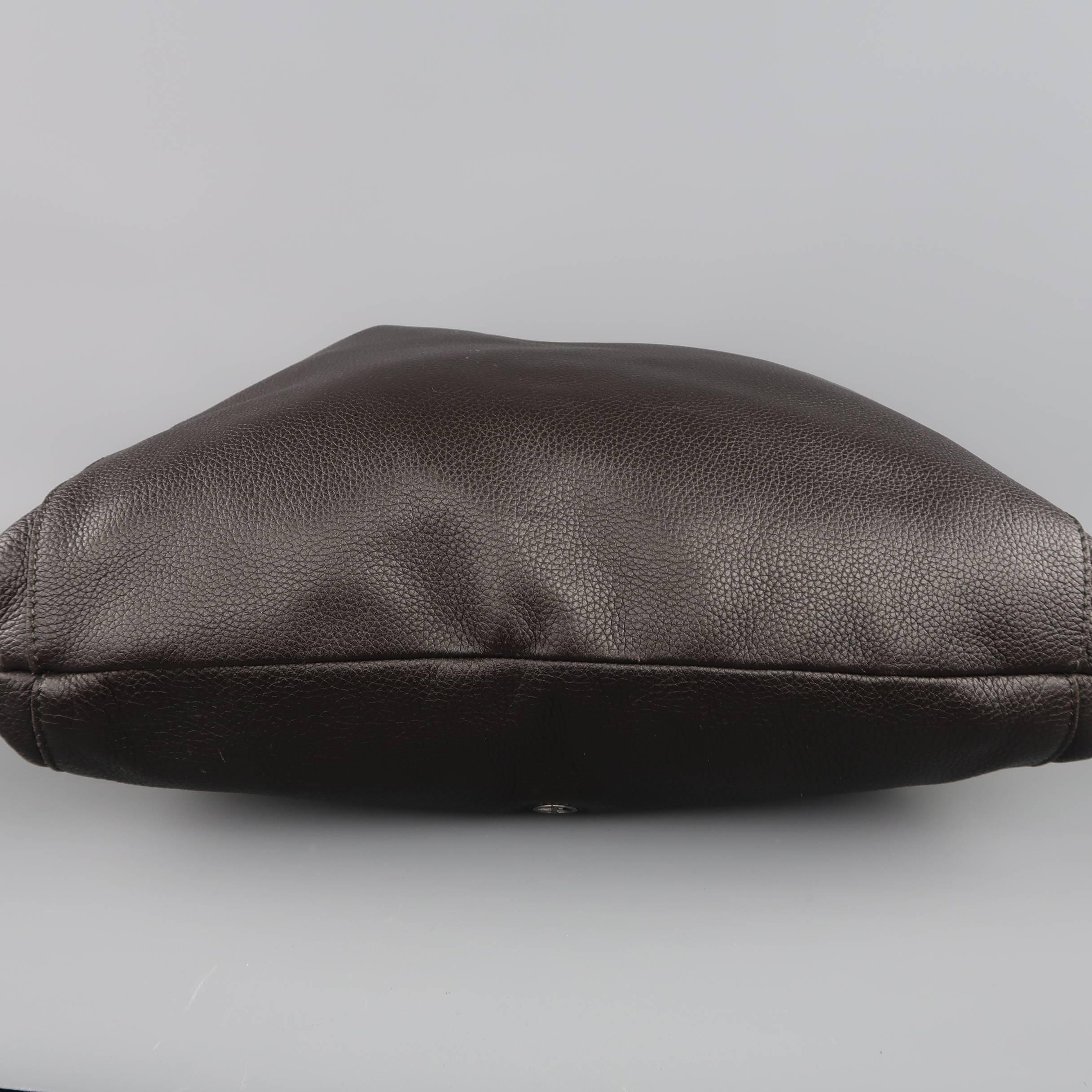 GIORGIO ARMANI Brown Textured Leather Crossbody Bag 3