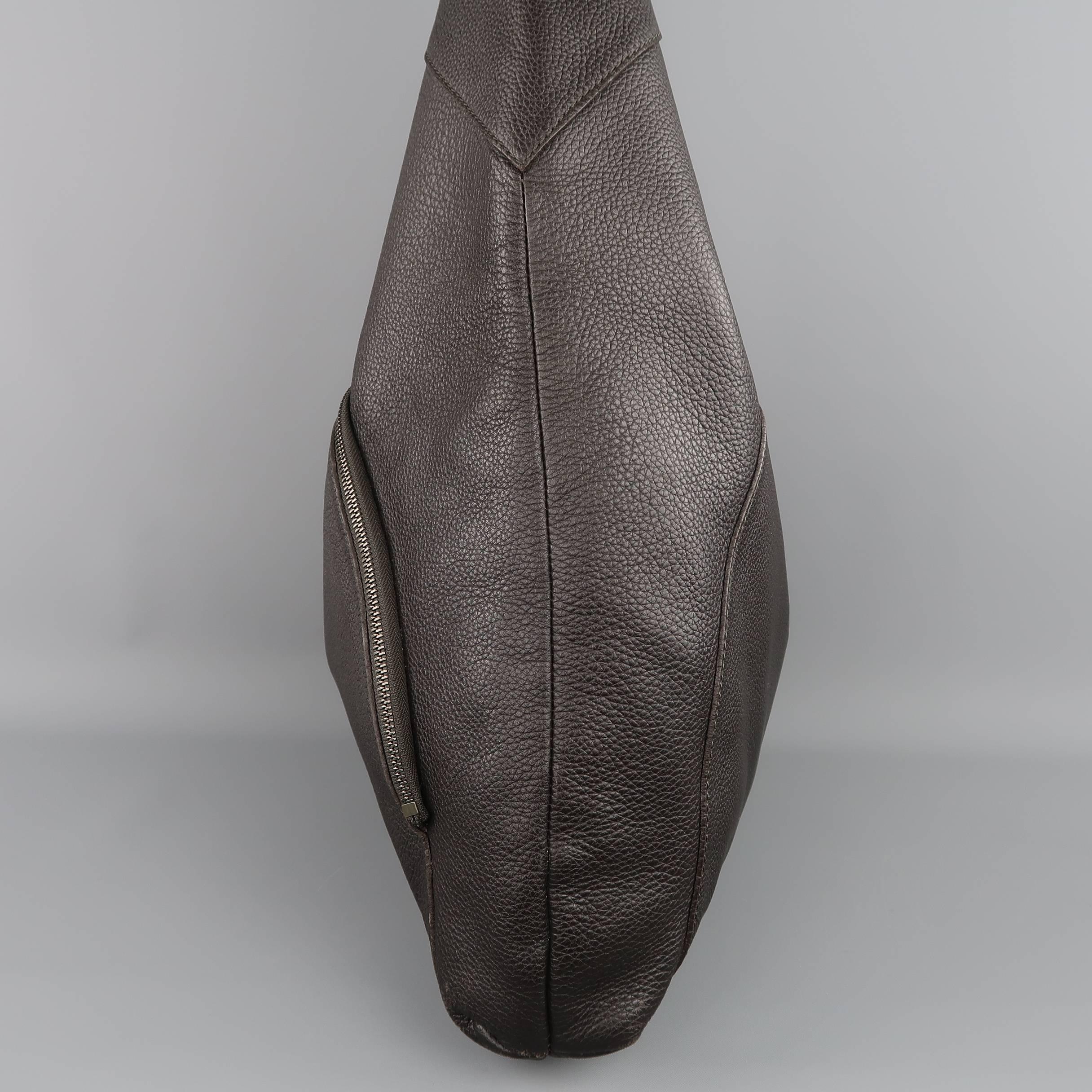 Women's or Men's GIORGIO ARMANI Brown Textured Leather Crossbody Bag