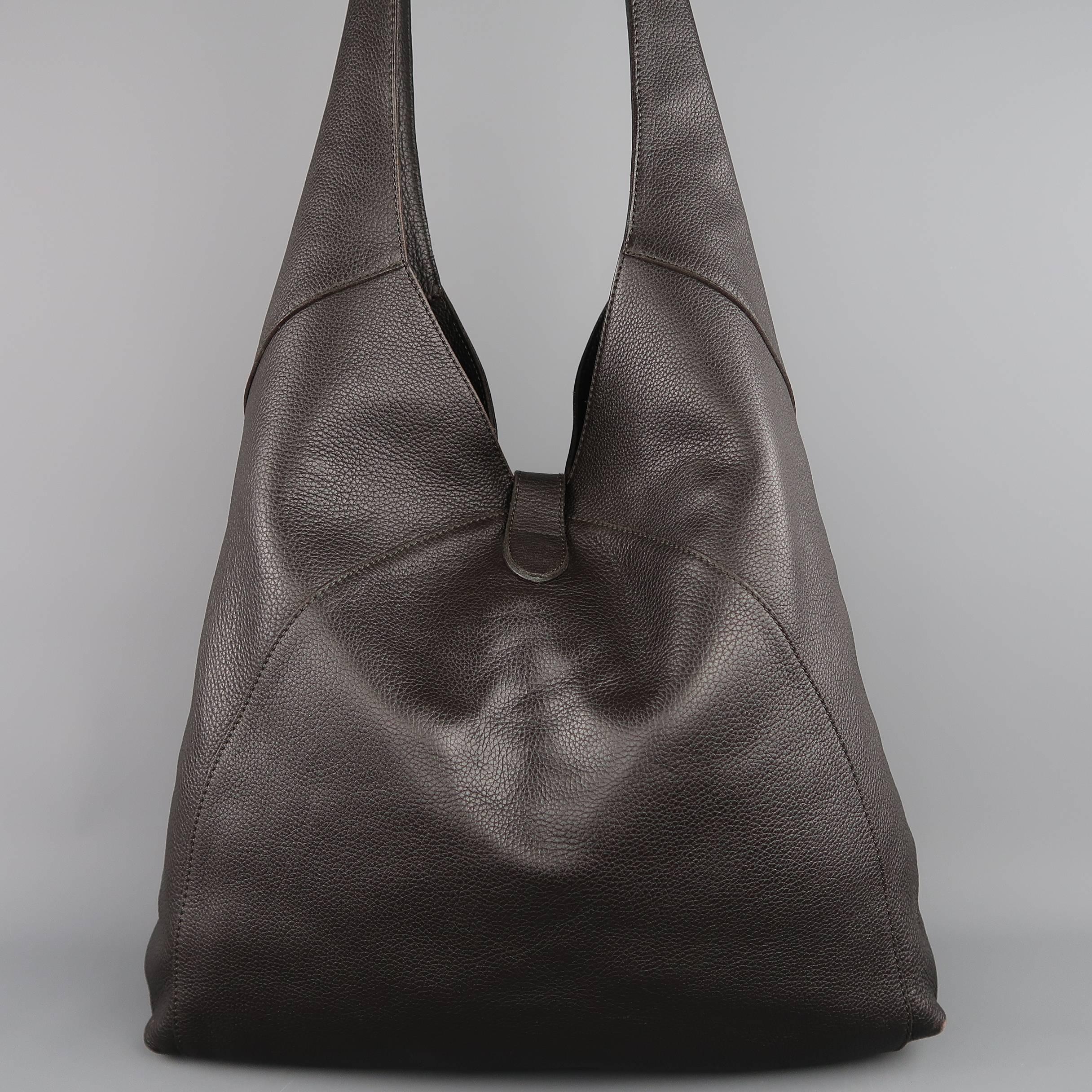 GIORGIO ARMANI Brown Textured Leather Crossbody Bag 1