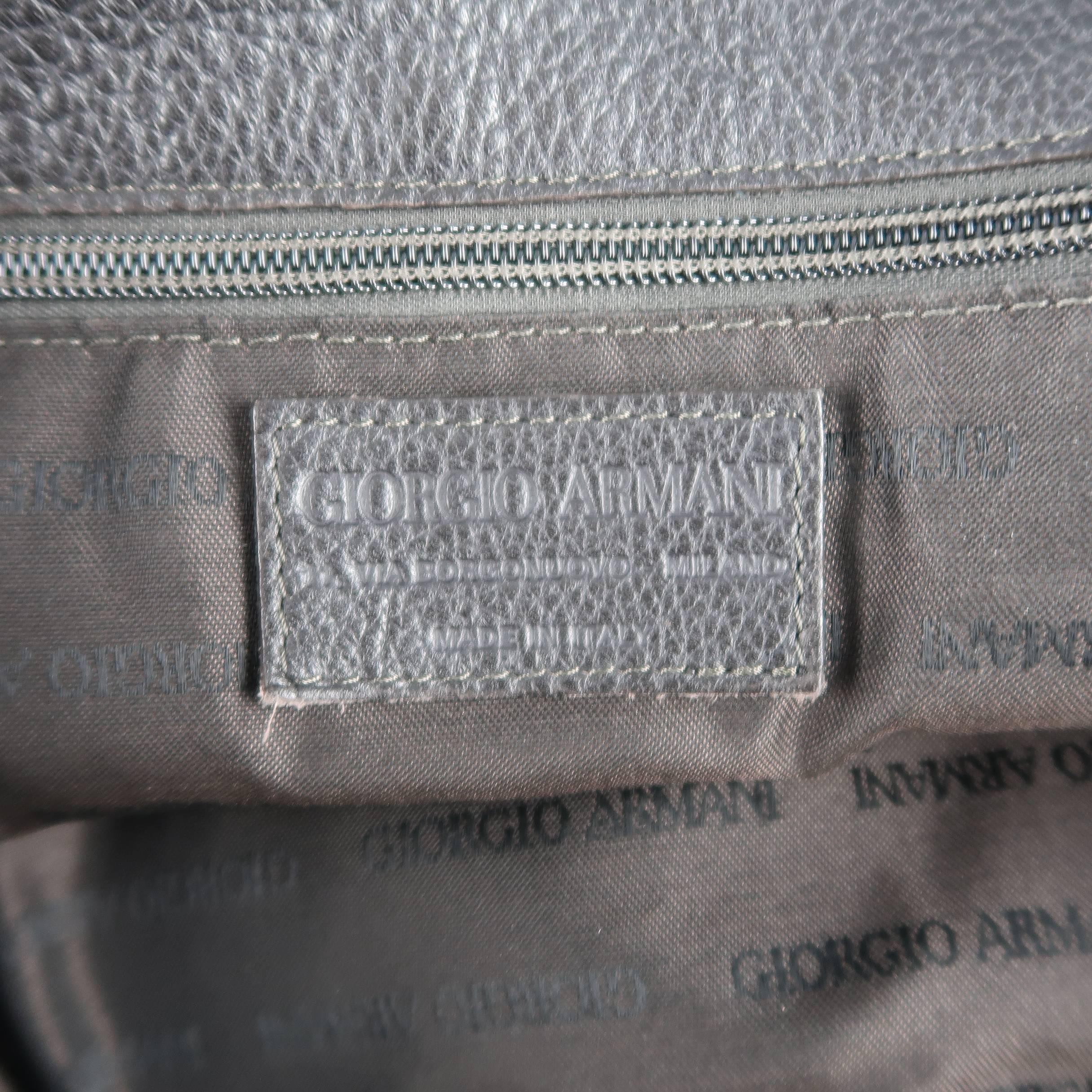 GIORGIO ARMANI Brown Textured Leather Crossbody Bag 4
