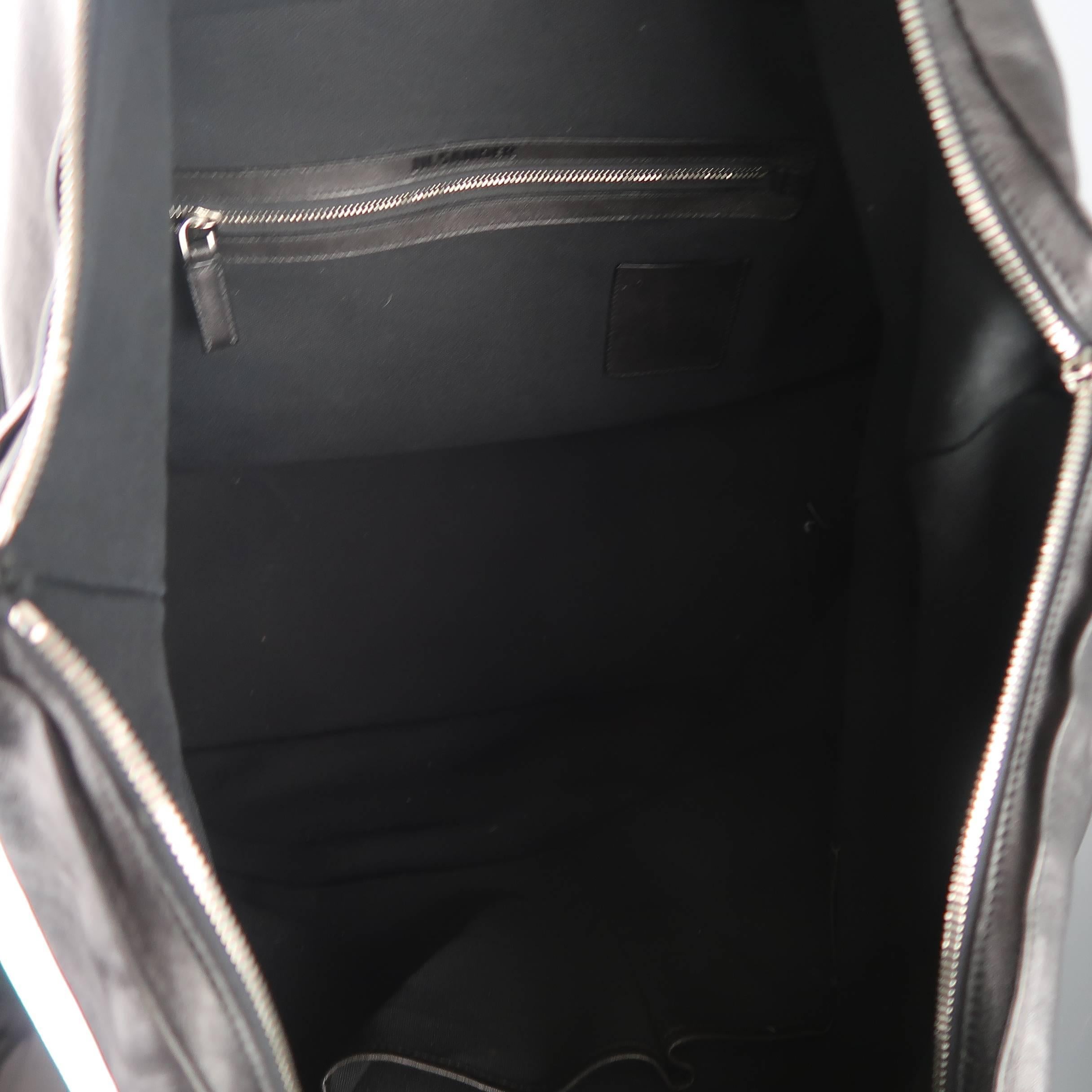 JIL SANDER Black Leather Expandable Weekender Travel Bag 2