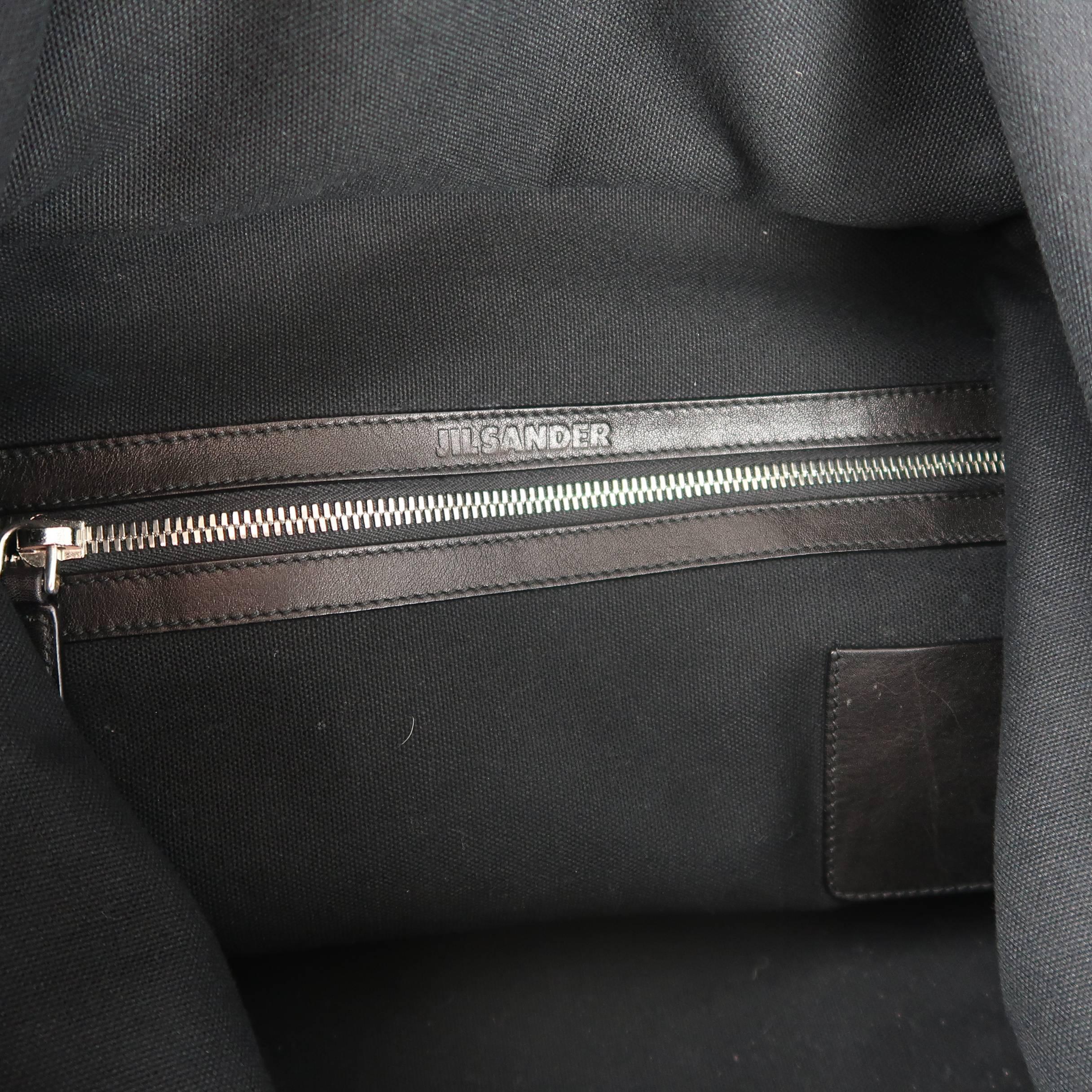 JIL SANDER Black Leather Expandable Weekender Travel Bag 3