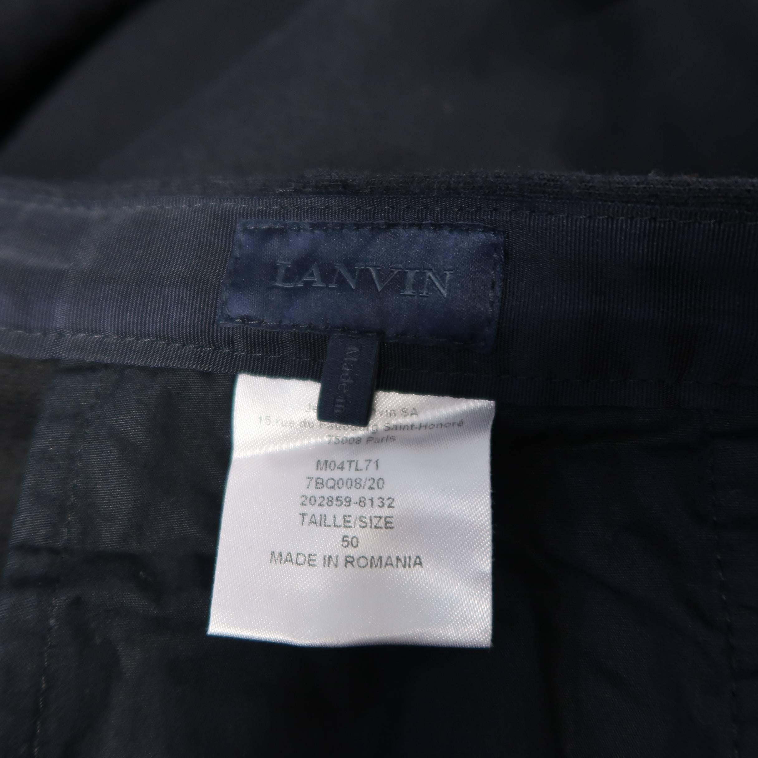 Men's LANVIN Size 34 Navy Stretch Wool Zip Leg Jogger Trousers