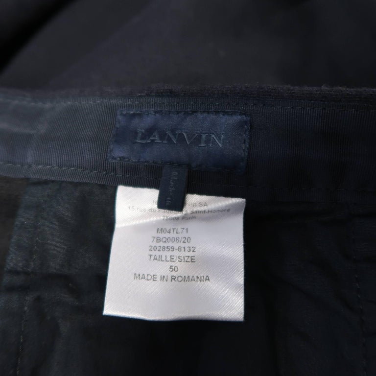 LANVIN Size 34 Navy Stretch Wool Zip Leg Jogger Trousers at 1stDibs