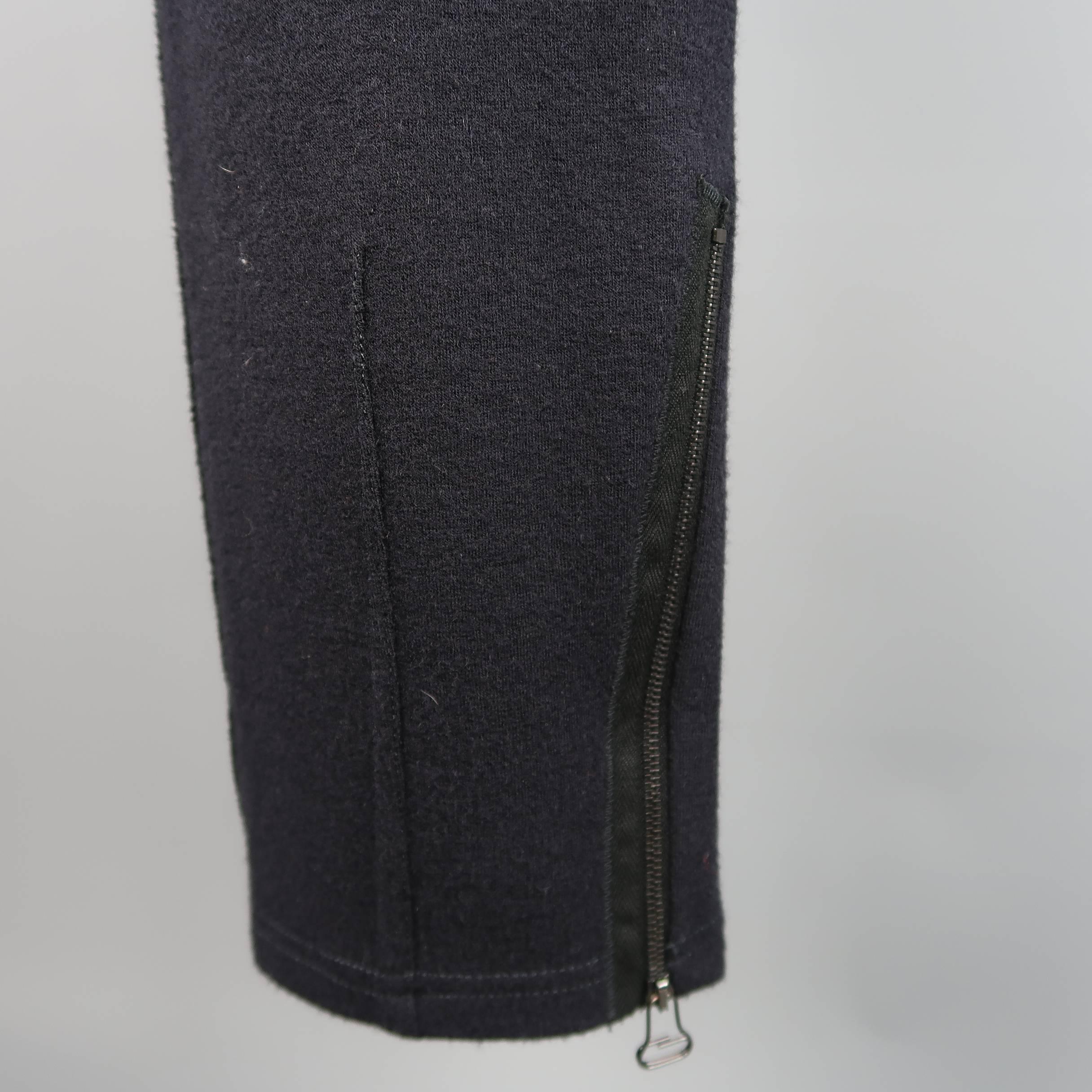 LANVIN Size 34 Navy Stretch Wool Zip Leg Jogger Trousers In Good Condition In San Francisco, CA