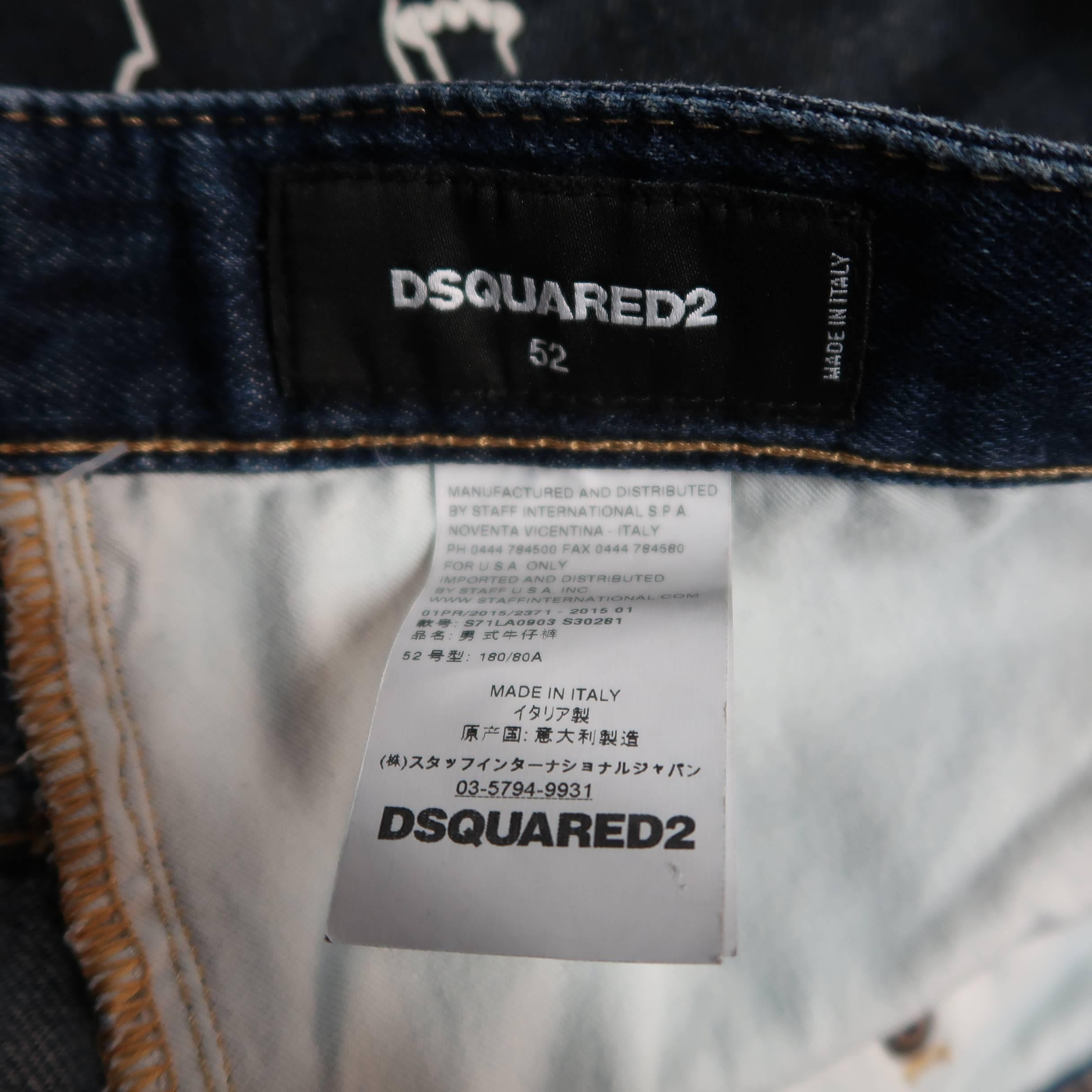 Men's DSQUARED2 Size 36 Navy Distressed Dirty Wash Doodle 