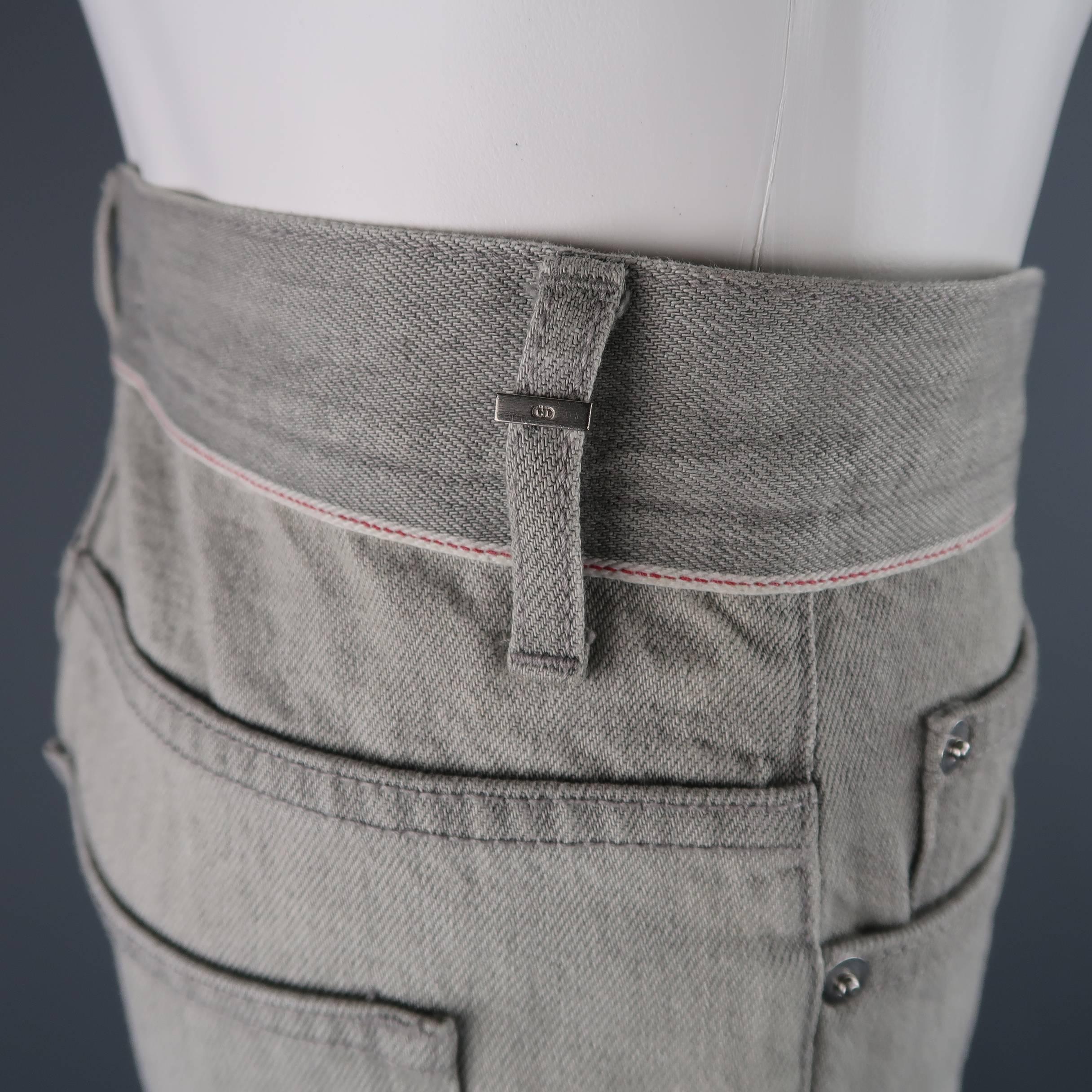 Gray DIOR HOMME Size 30 Light Grey Solid Selvedge Denim Skinny Jeans