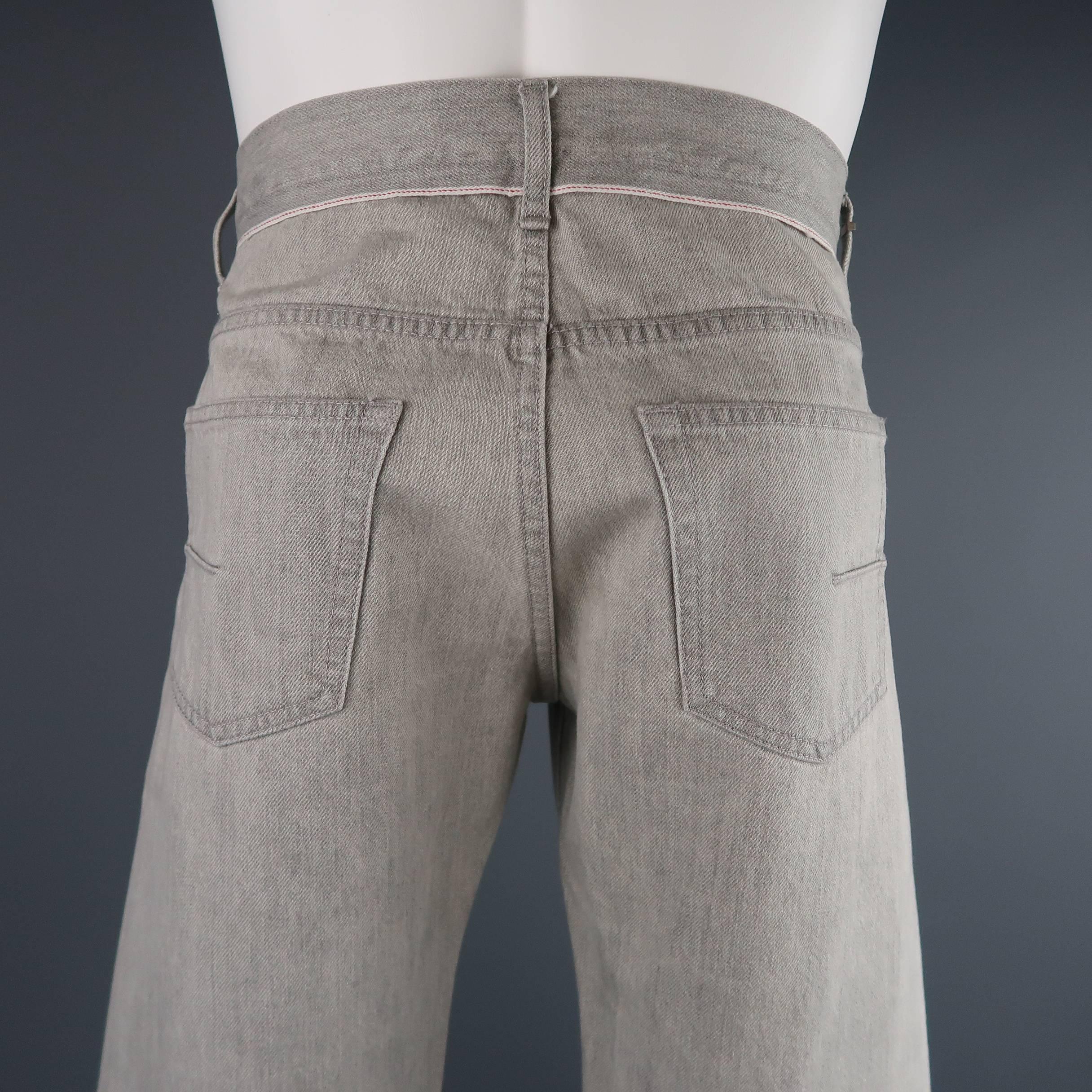 Men's DIOR HOMME Size 30 Light Grey Solid Selvedge Denim Skinny Jeans