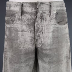 DIOR HOMME Size 31 Grey & White Marble Painted Stretch Skinny Jeans