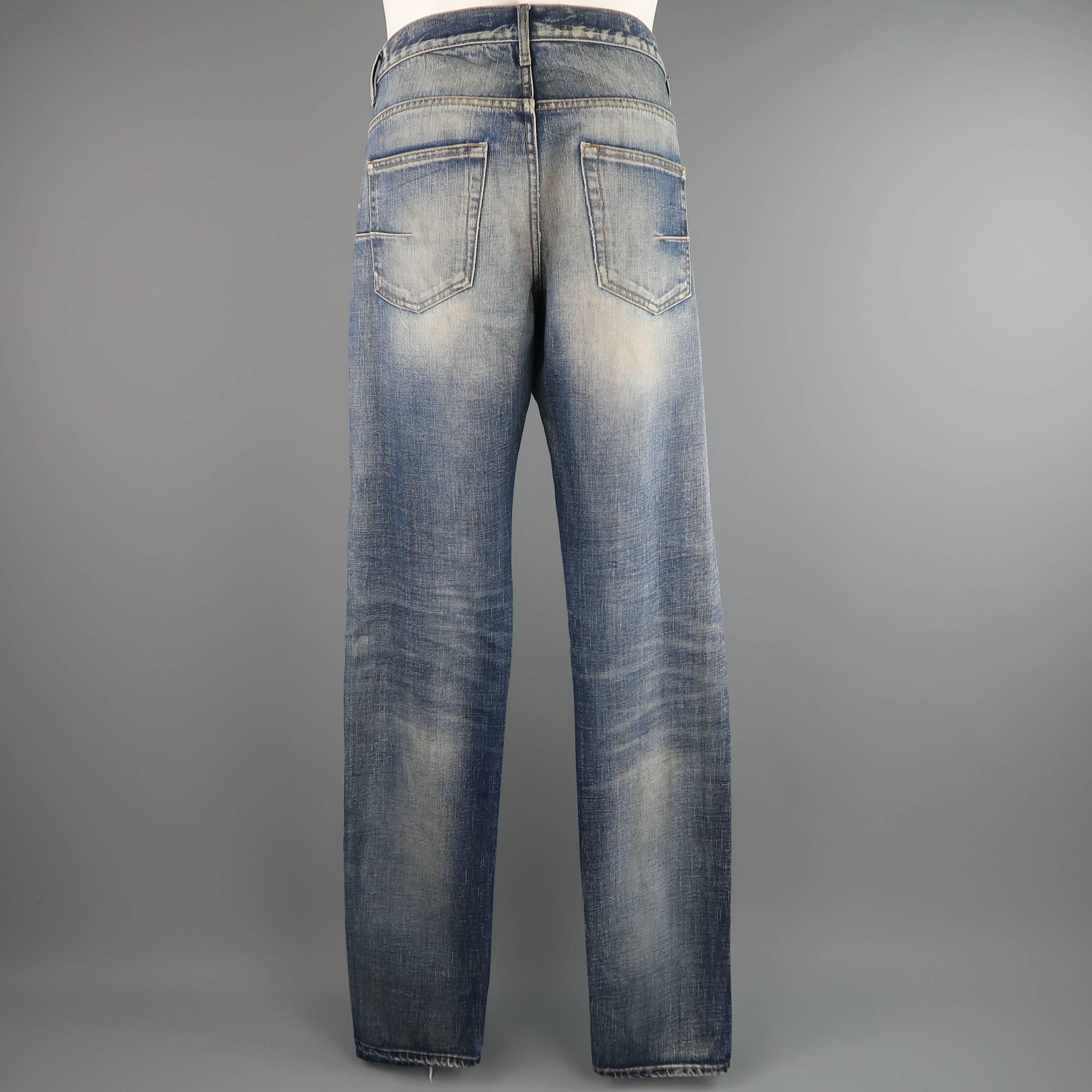 DIOR HOMME Size 31 Medium Dirty Wash Distressed Denim Skinny Jeans 1