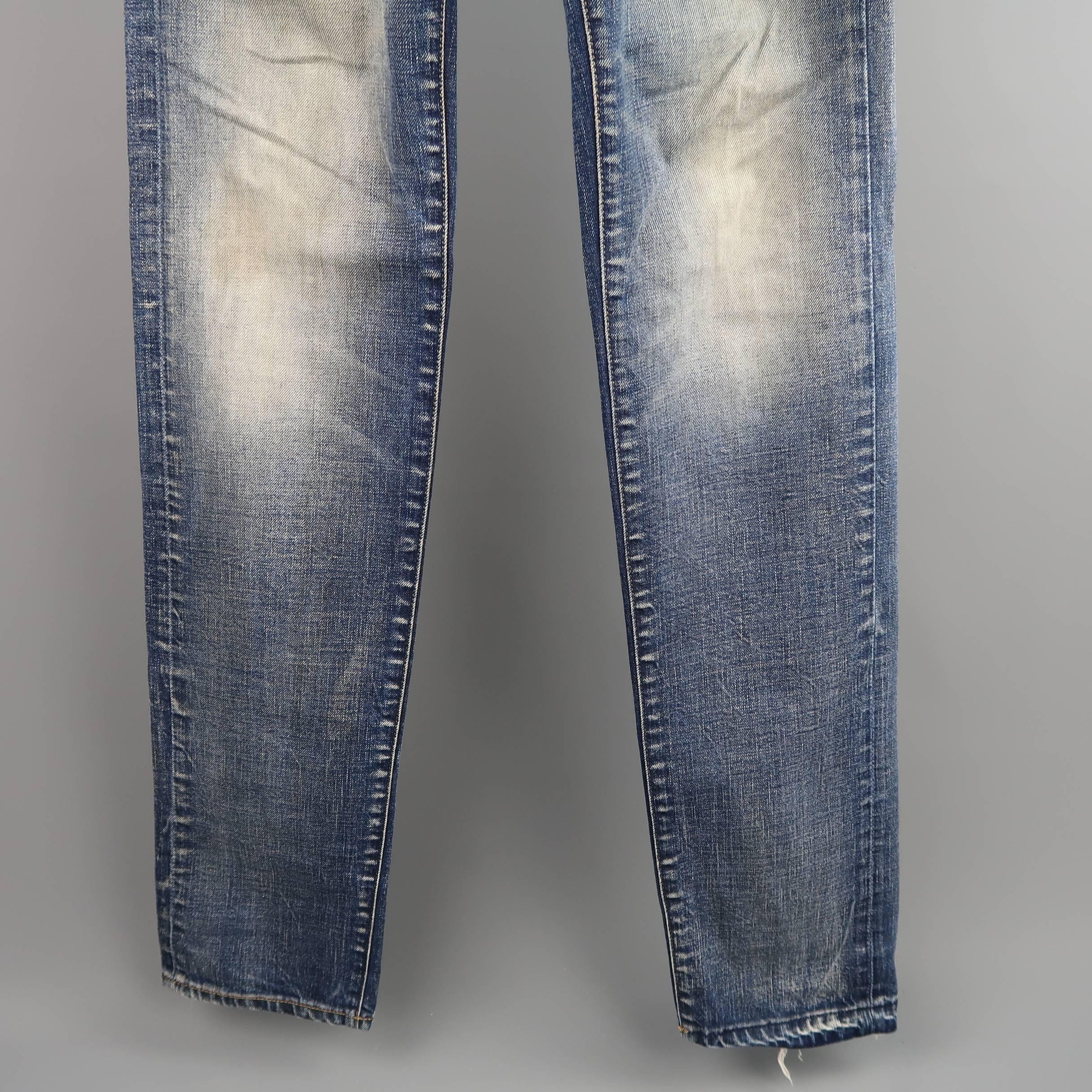 Gray DIOR HOMME Size 31 Medium Dirty Wash Distressed Denim Skinny Jeans