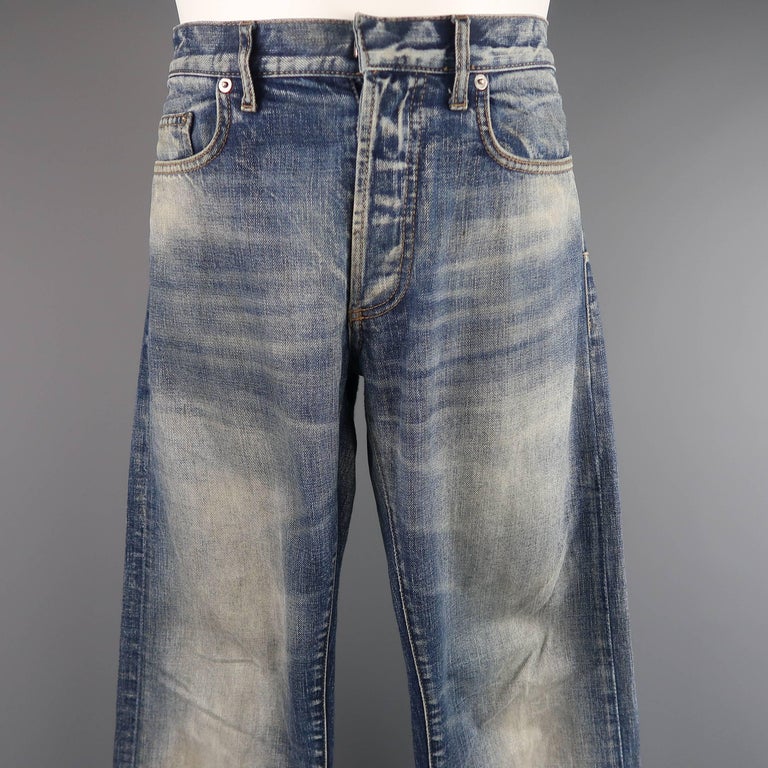 DIOR HOMME Size 31 Medium Dirty Wash Distressed Denim Skinny Jeans at ...