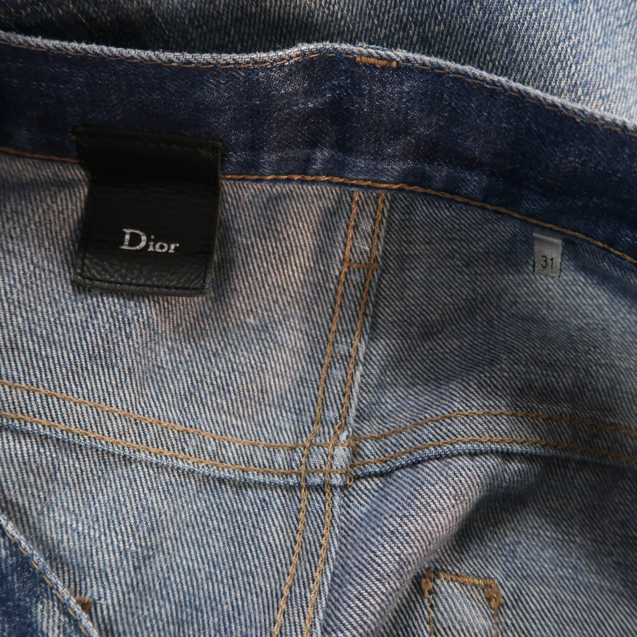 DIOR HOMME Size 31 Medium Dirty Wash Distressed Denim Skinny Jeans 2