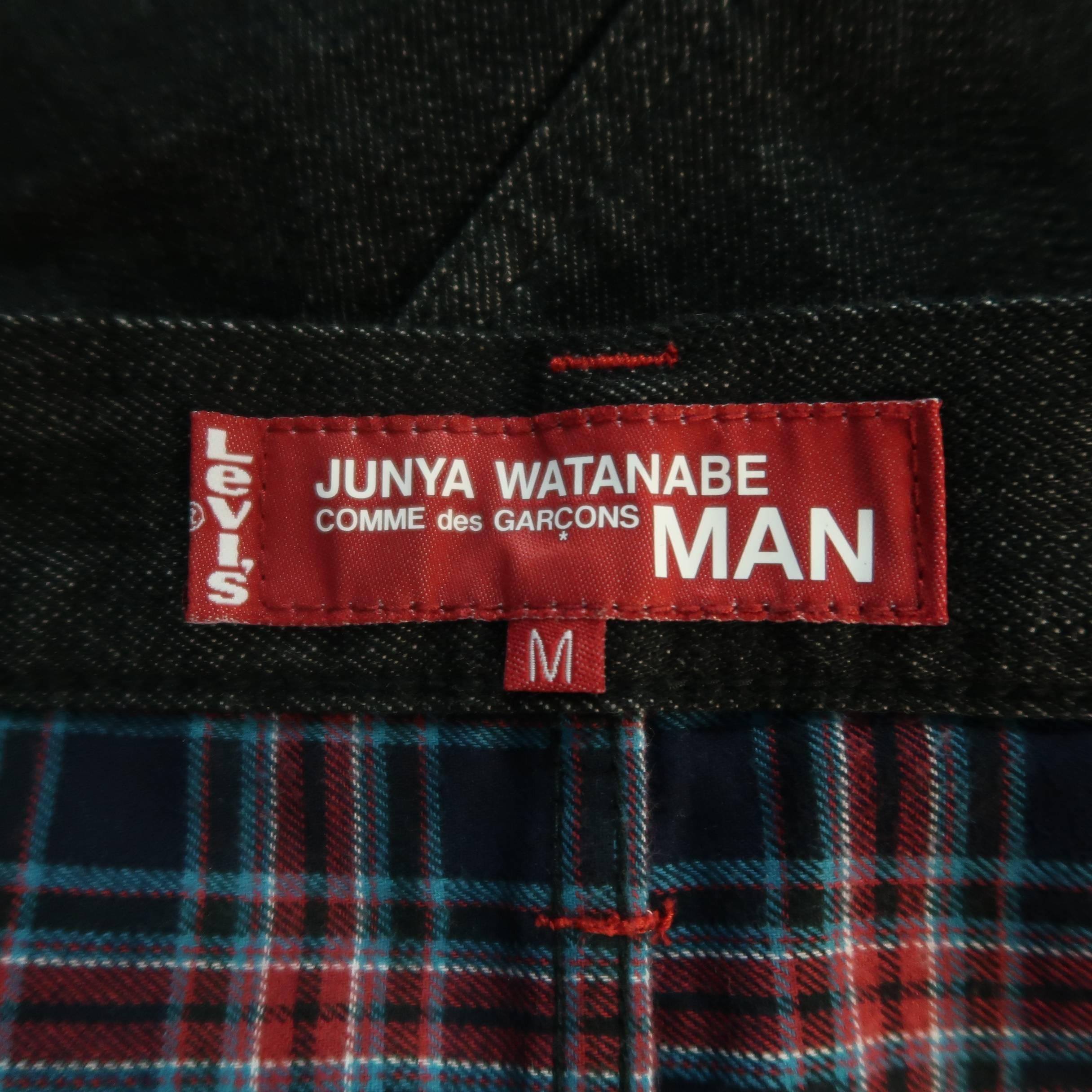 Men's JUNYA WATANABE X LEVI'S Size 32 Black Raw Denim Red Contrast Stitch Jeans 2