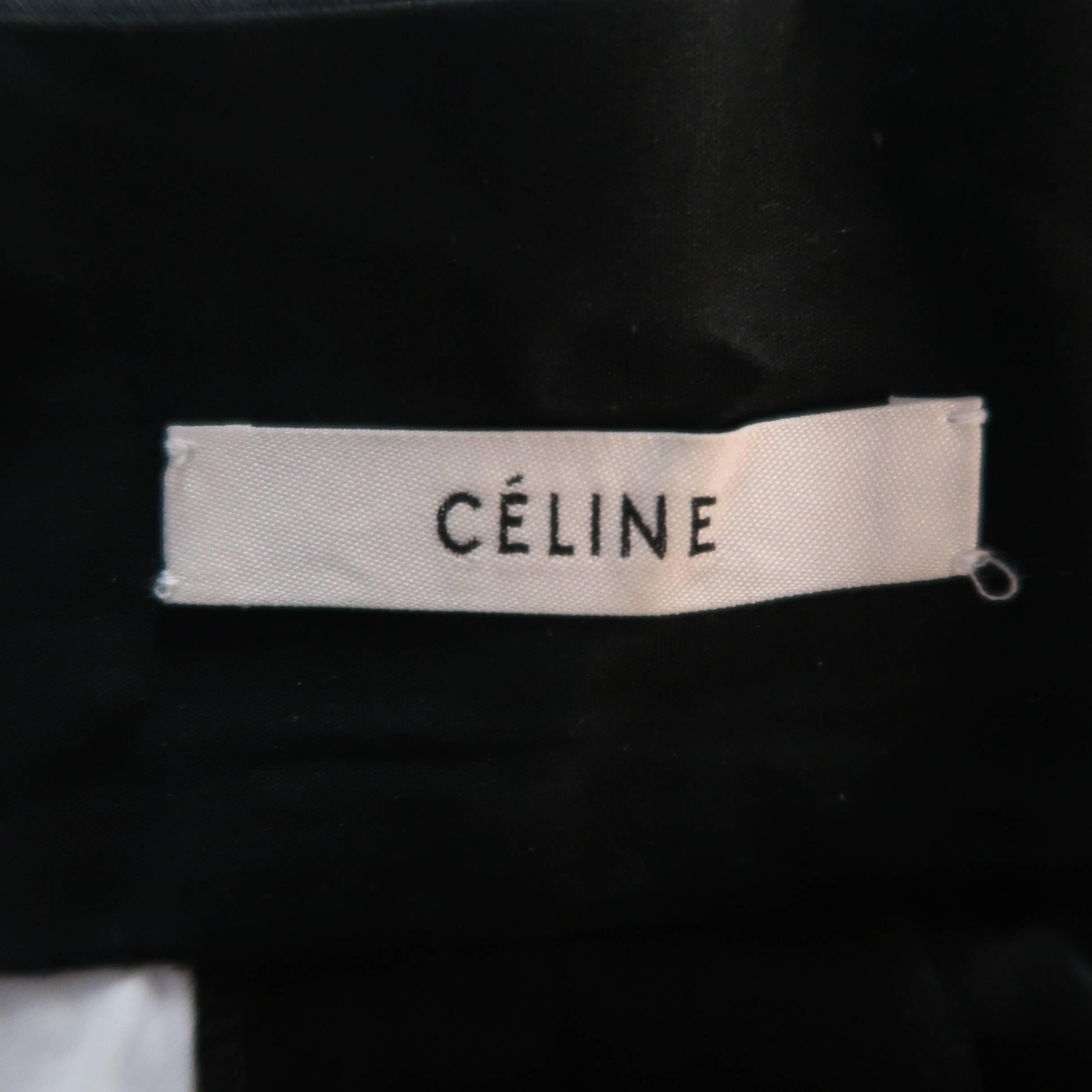 CELINE Size 2 Black Satin Contrast Stitch Zip Fly Velcro Dress Pants 2