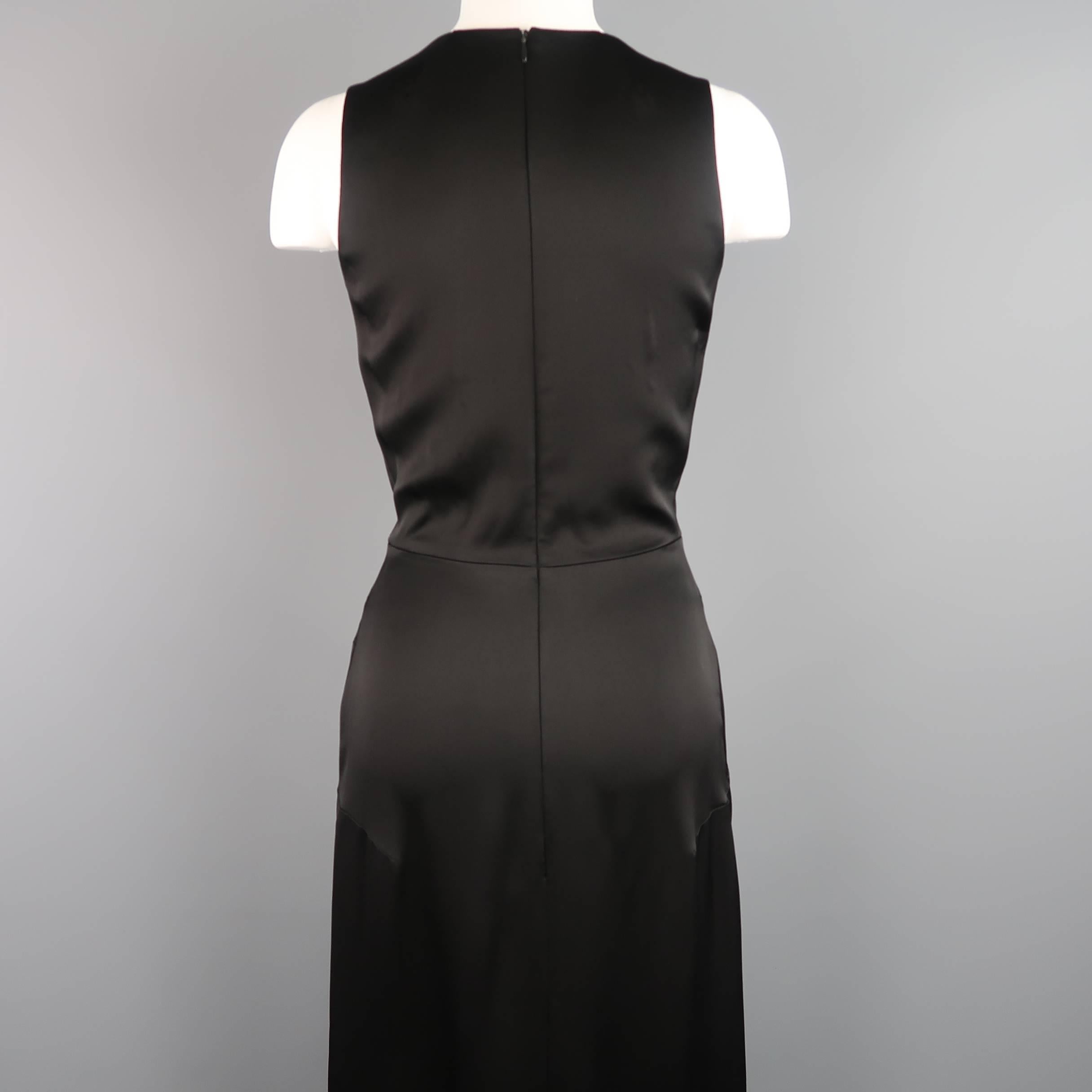 Victoria Beckham Black V Neck Pleat Corset Waist Maxi Dress  2
