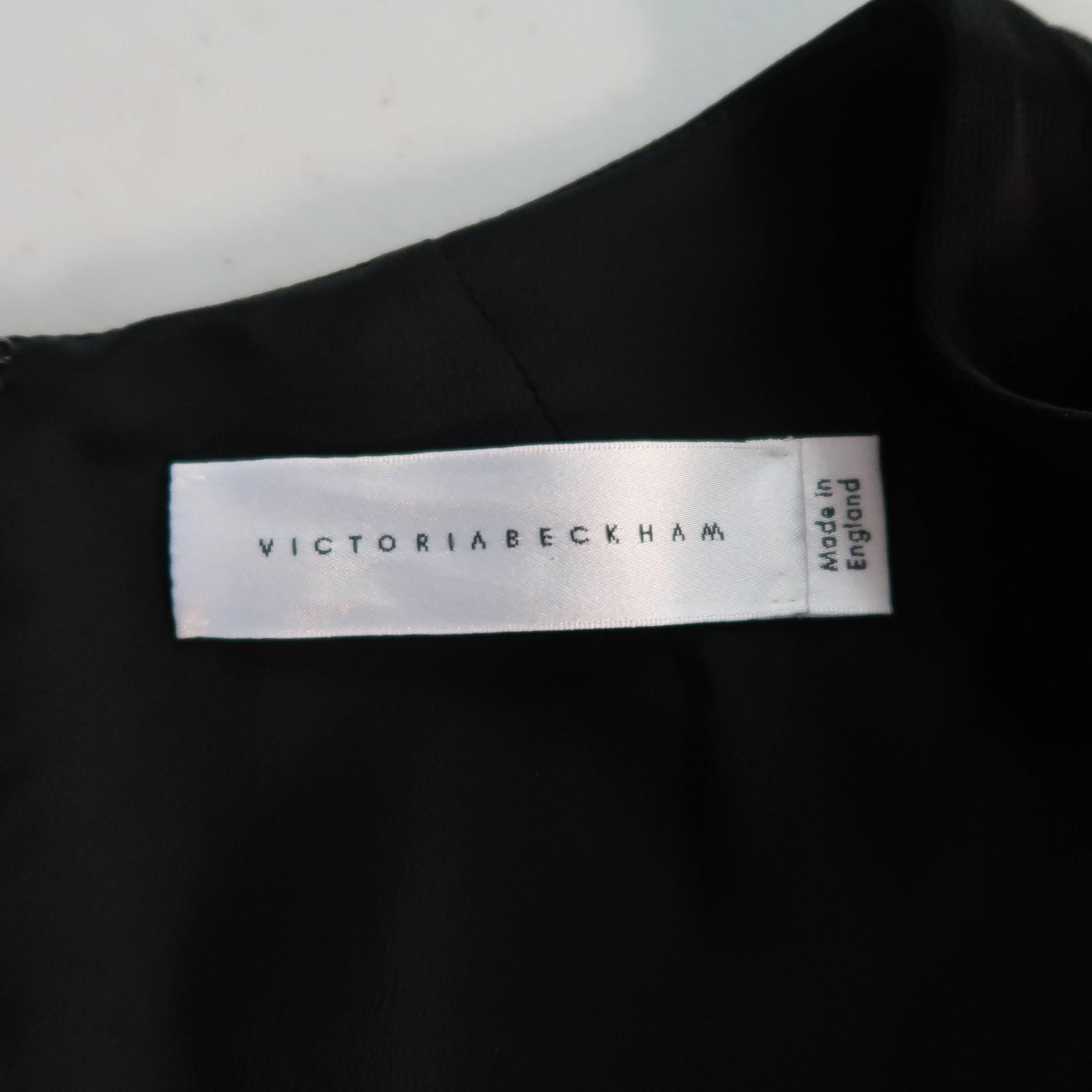 Victoria Beckham Black V Neck Pleat Corset Waist Maxi Dress  3
