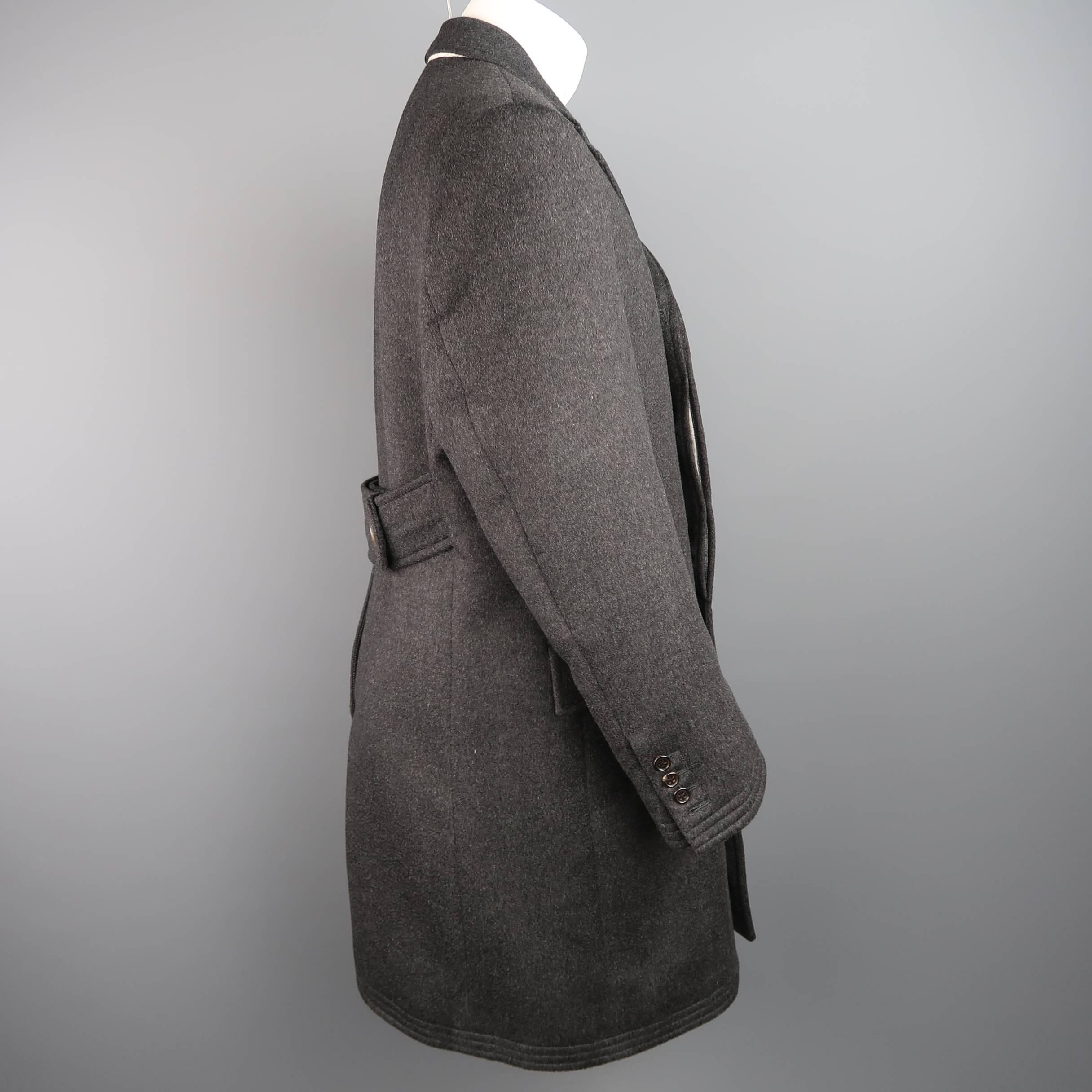 Women's or Men's THOM BROWNE Coat - 40 Charcoal Cashmere Hidden Placket Notch Lapel Jacket