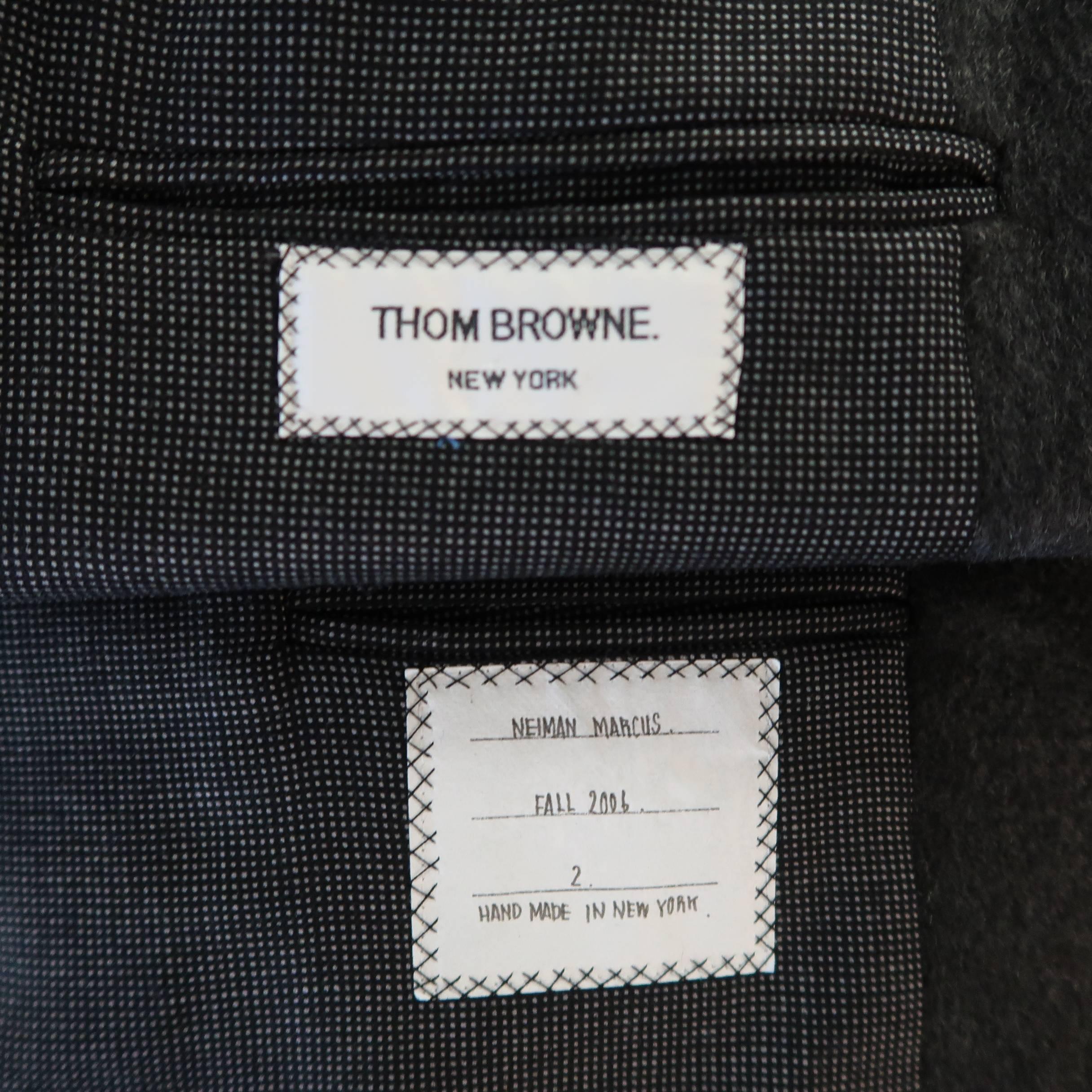 THOM BROWNE Coat - 40 Charcoal Cashmere Hidden Placket Notch Lapel Jacket 3