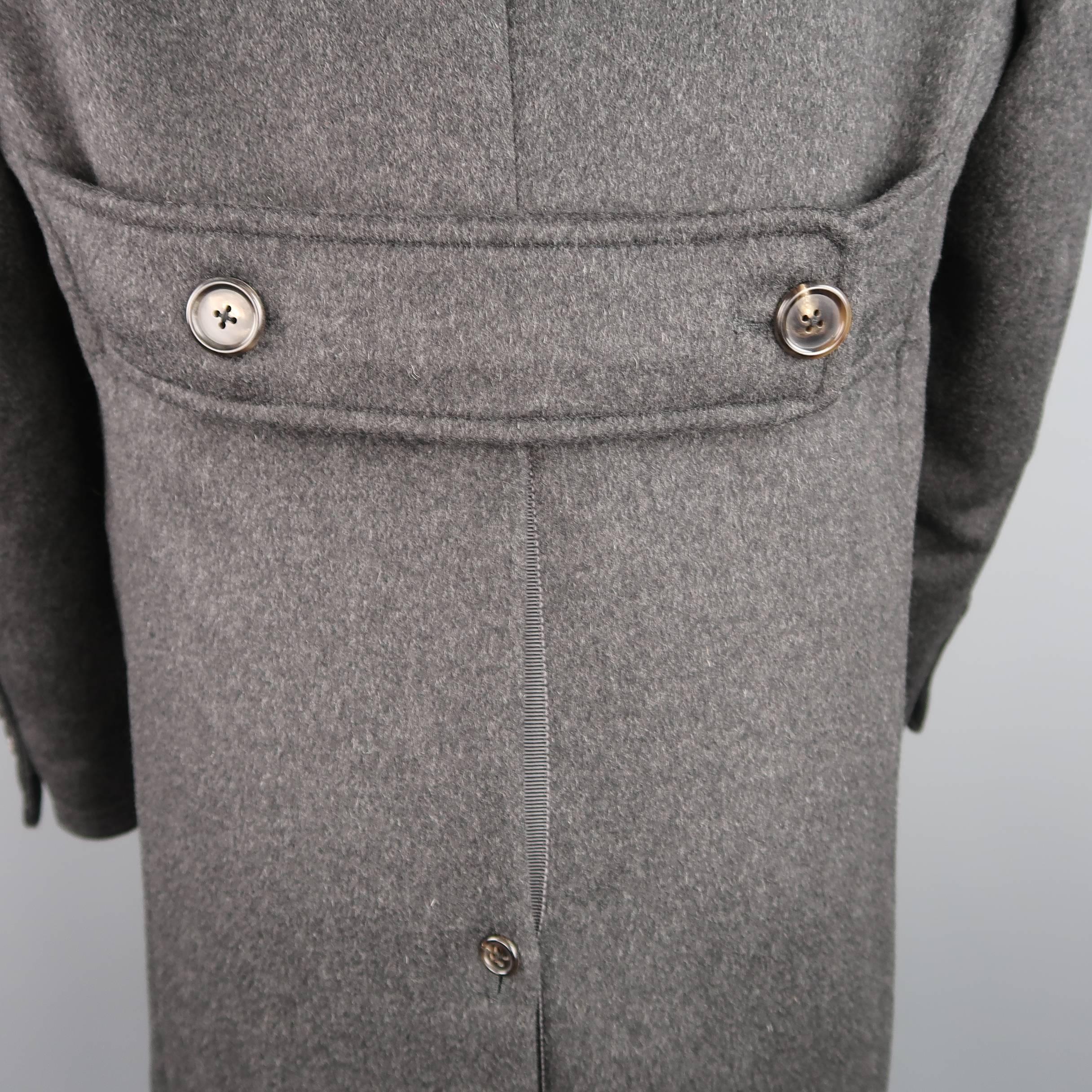 THOM BROWNE Coat - 40 Charcoal Cashmere Hidden Placket Notch Lapel Jacket 2