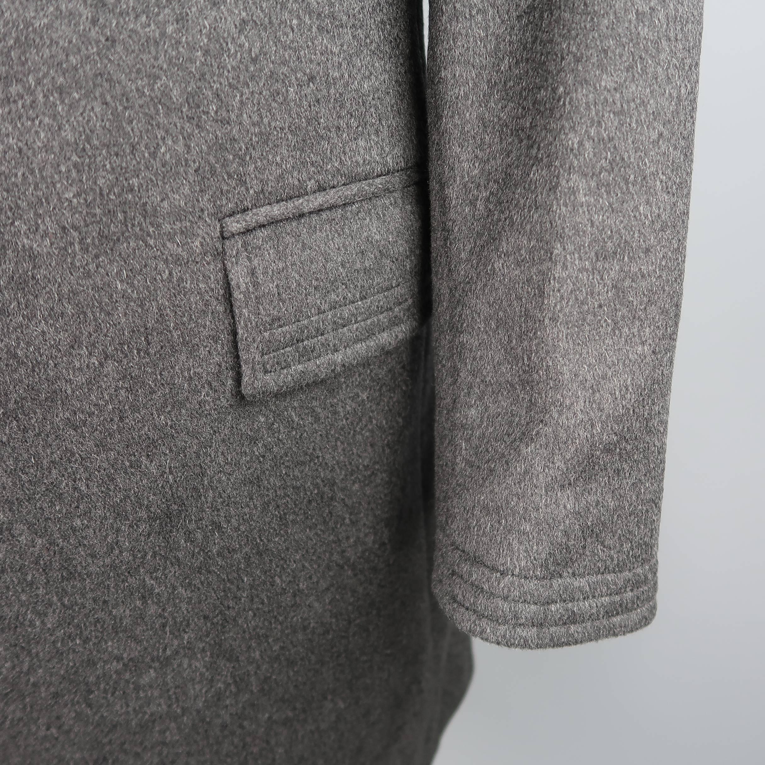 Black THOM BROWNE Coat - 40 Charcoal Cashmere Hidden Placket Notch Lapel Jacket