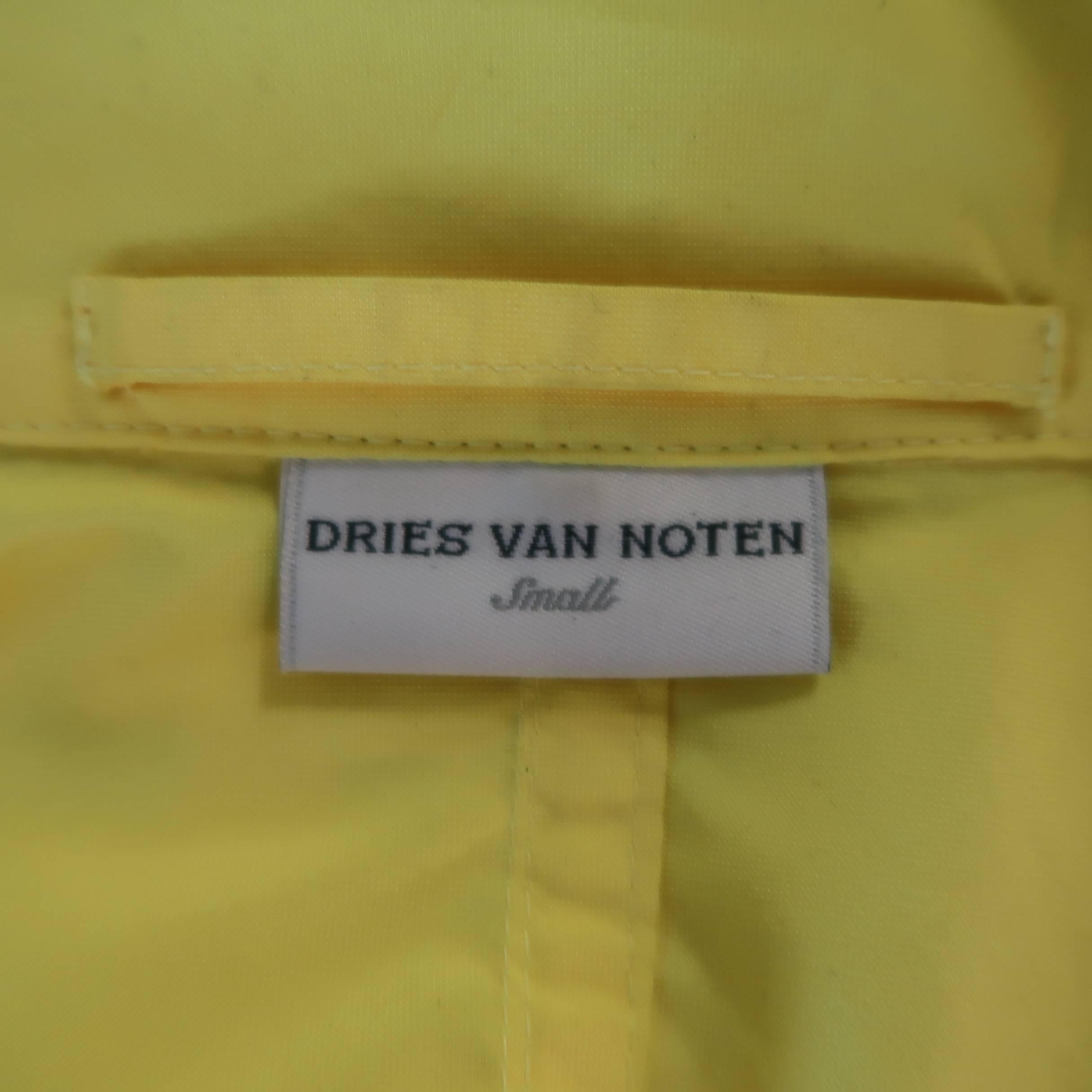 Men's DRIES VAN NOTEN Yellow Canvas High Collar Raglan Sleeve Windbreaker Jacket 3