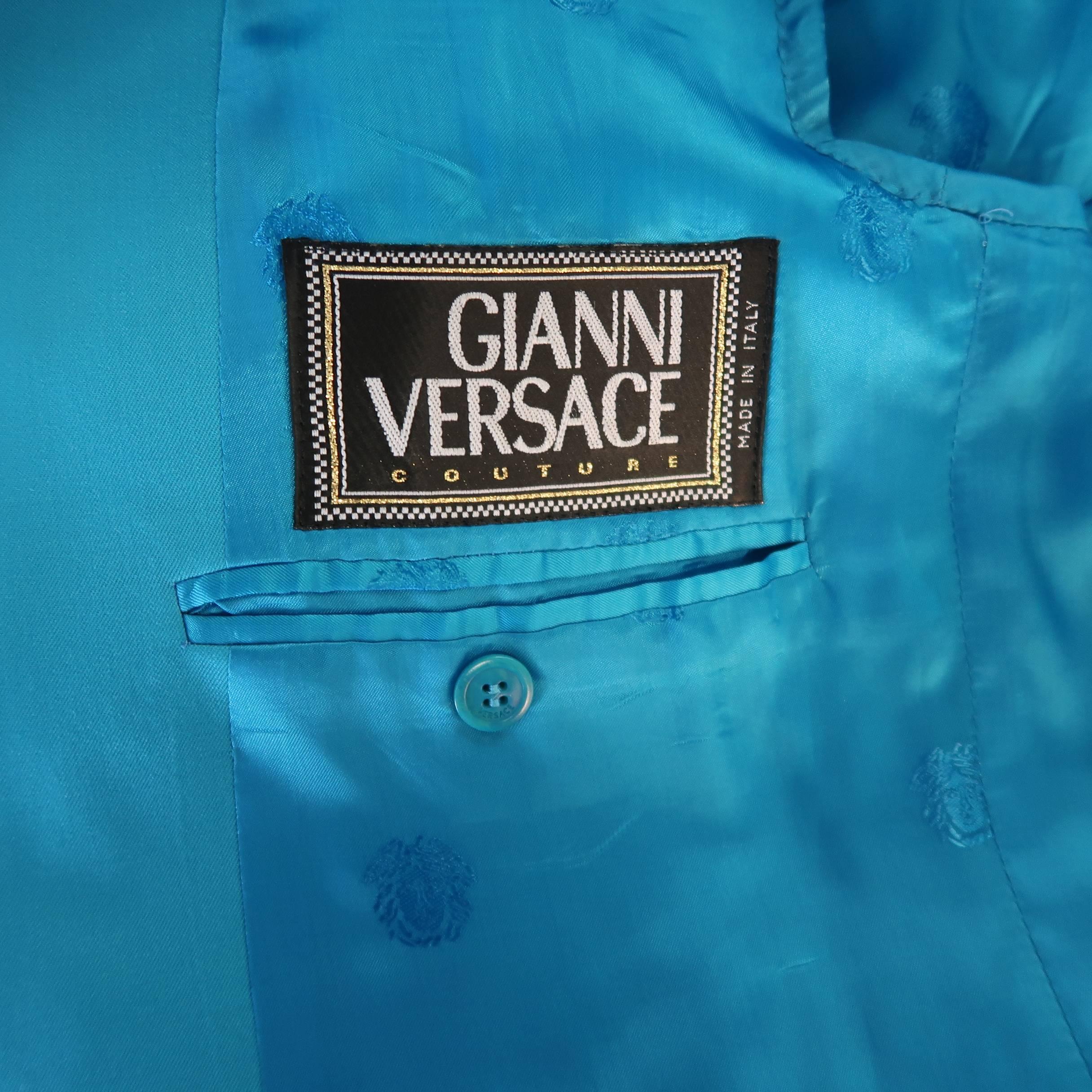 Men's GIANNI VERSACE 1990s 40 Regular Electric Blue Wool Peak Lapel Sport Coat 4