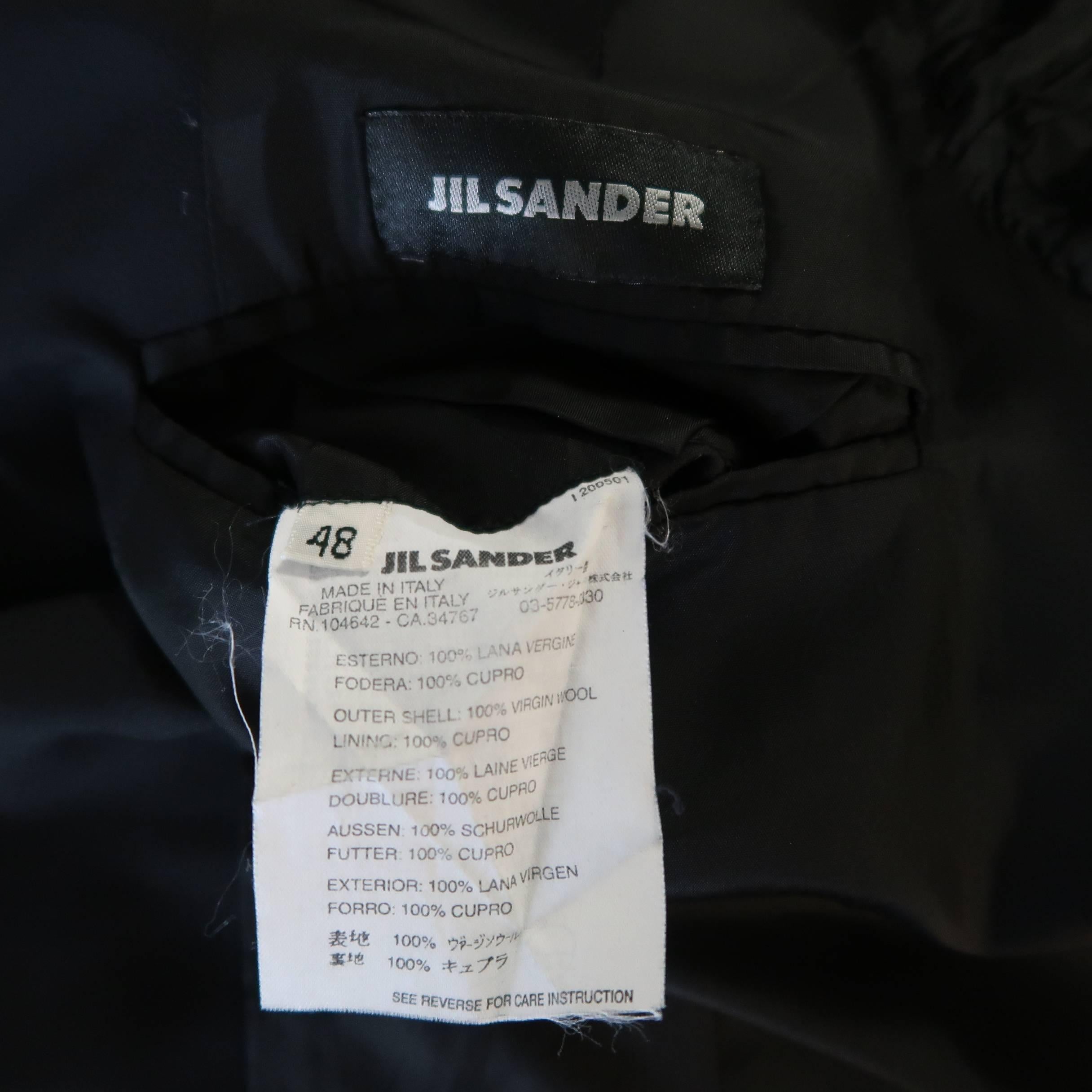 Men's JIL SANDER 38 Black Wool Double Breasted Belted Waist Jacket 5