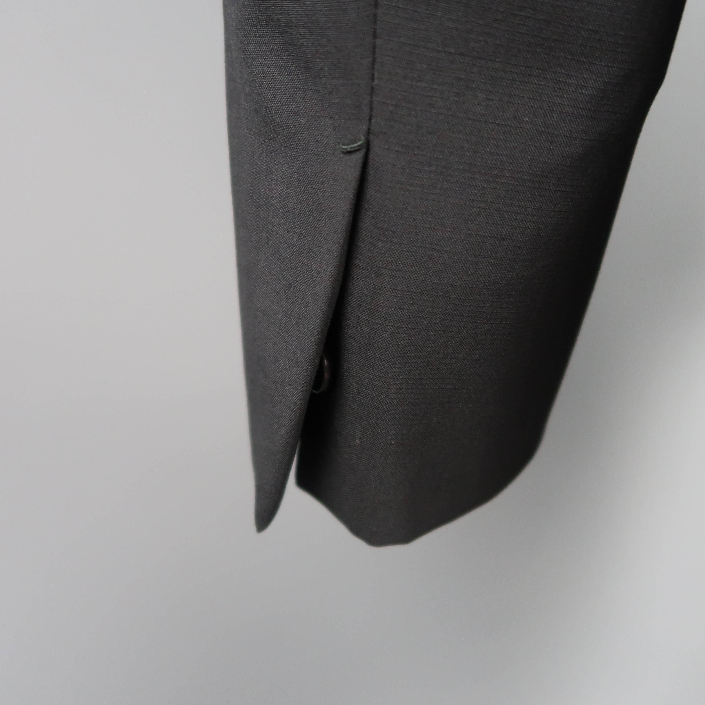 Men's JIL SANDER 38 Black Wool Double Breasted Belted Waist Jacket 3