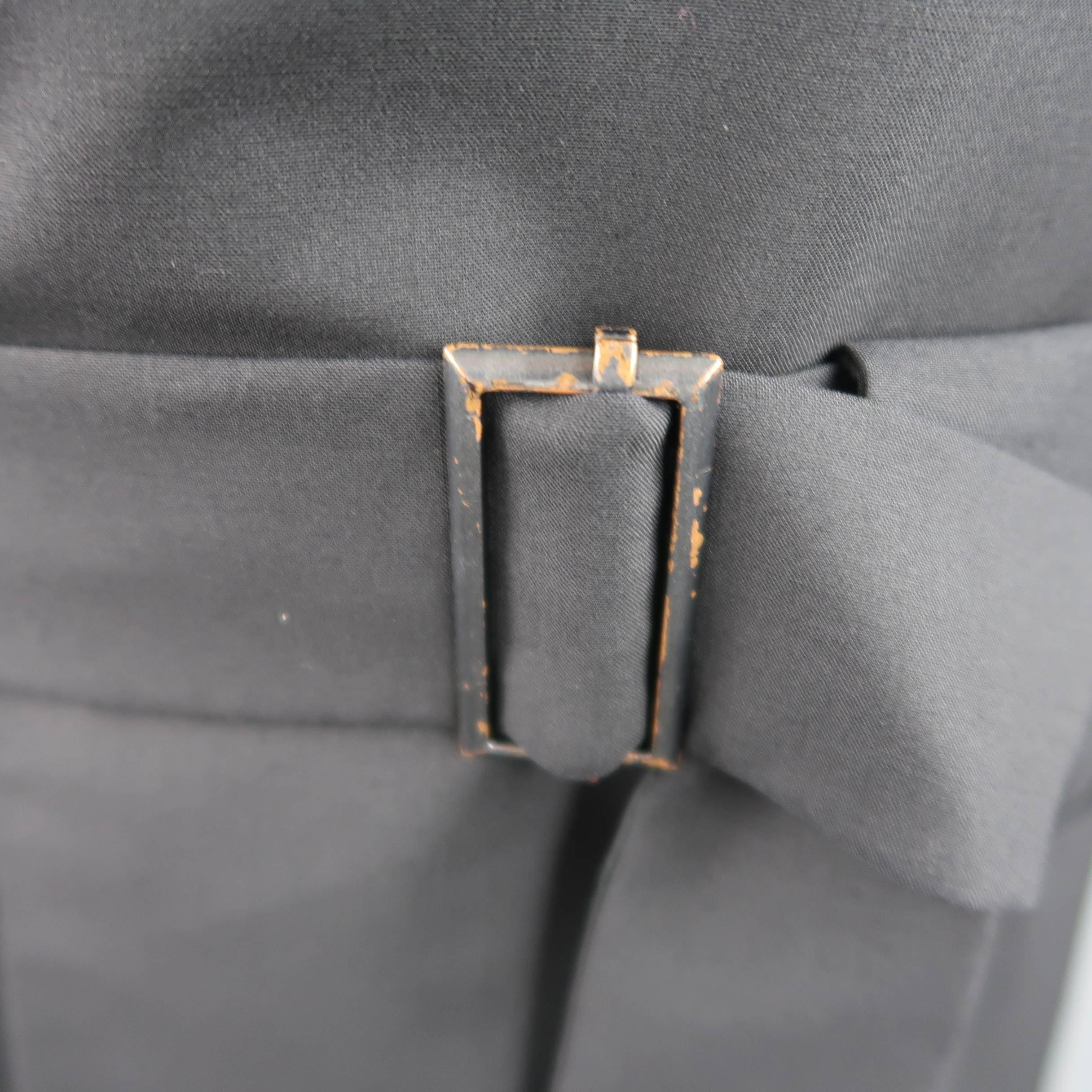 Men's JIL SANDER 38 Black Wool Double Breasted Belted Waist Jacket 1