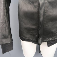 Boris Bidjan Saberi Jacket SS12 "Outside" Black Leather High Collar Coat Jacket